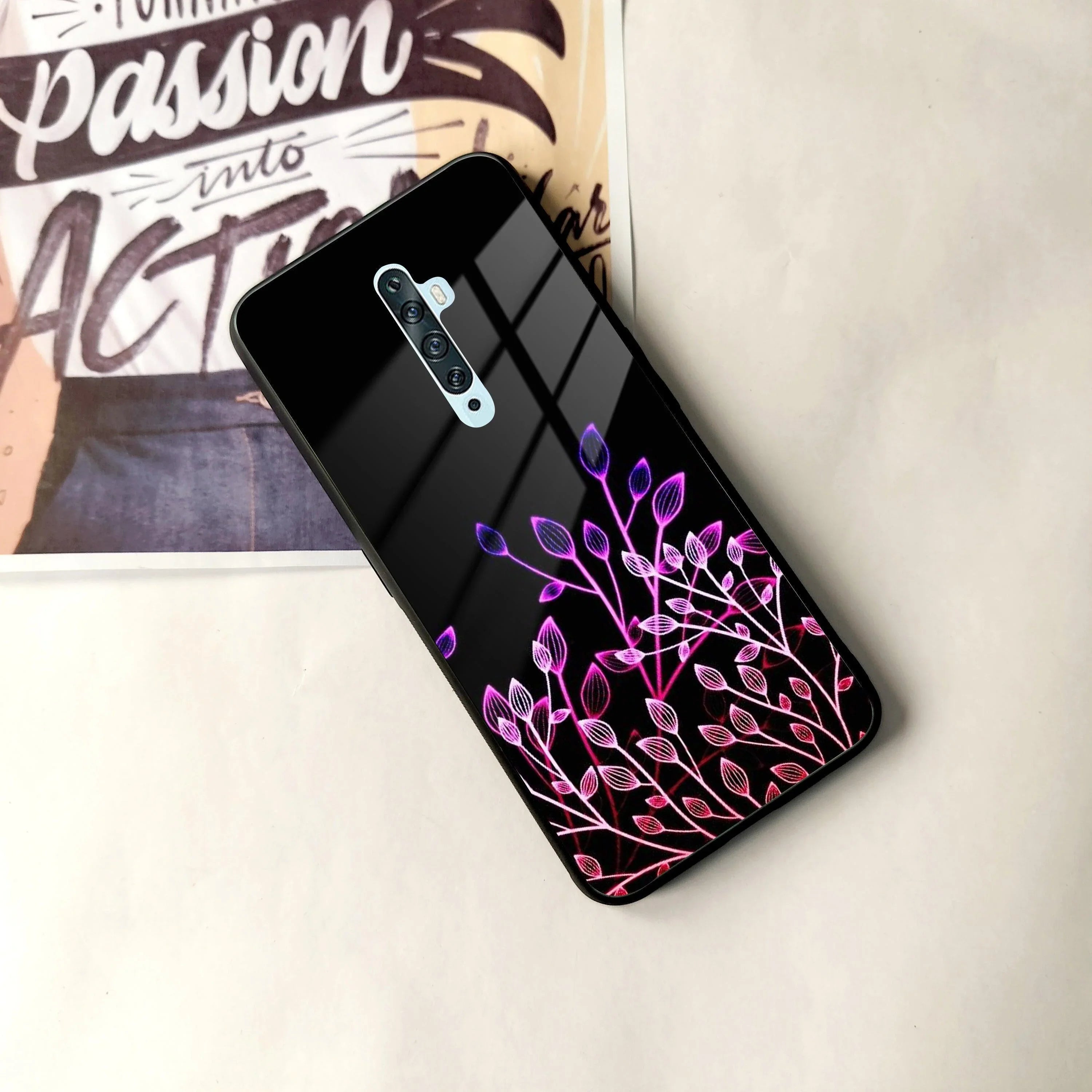 Multicolor Flower Print Glass Case Cover For Oppo - ShopOnCliQ