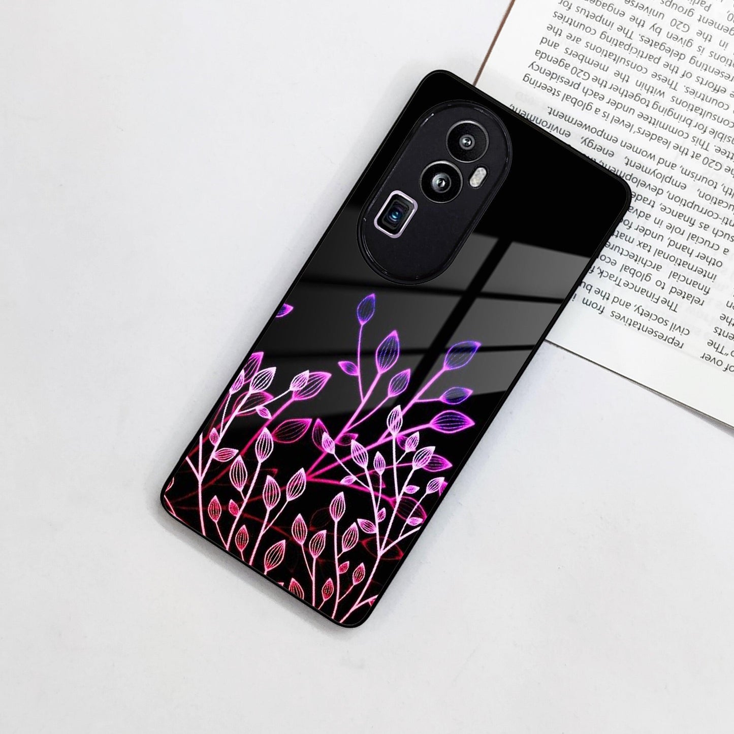 Multicolor Flower Print Glass Case Cover For Oppo