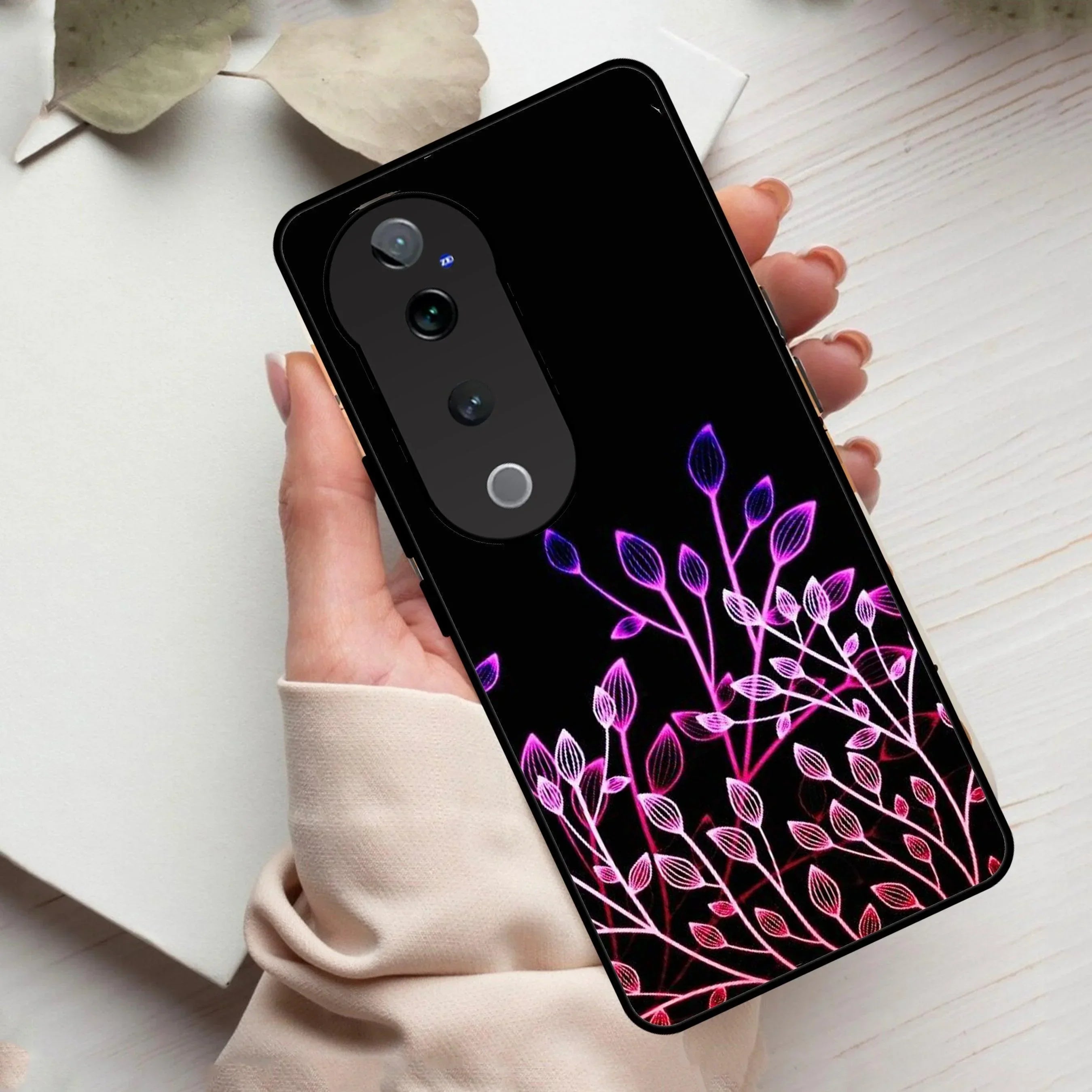 Multicolor Flower Print Glass Case Cover For Vivo - ShopOnCliQ