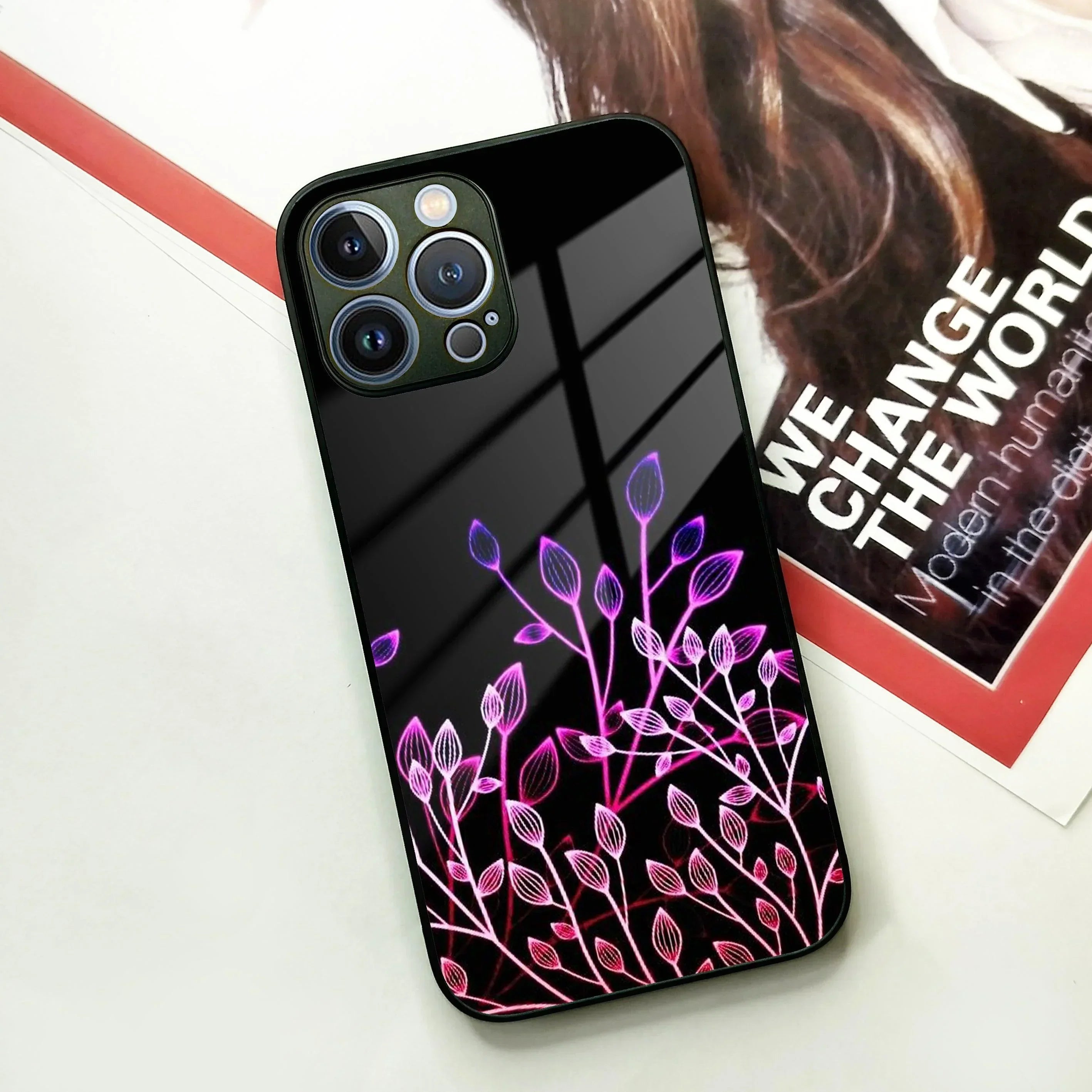 Multicolor Flower Print Glass Case Cover For iPhone - ShopOnCliQ