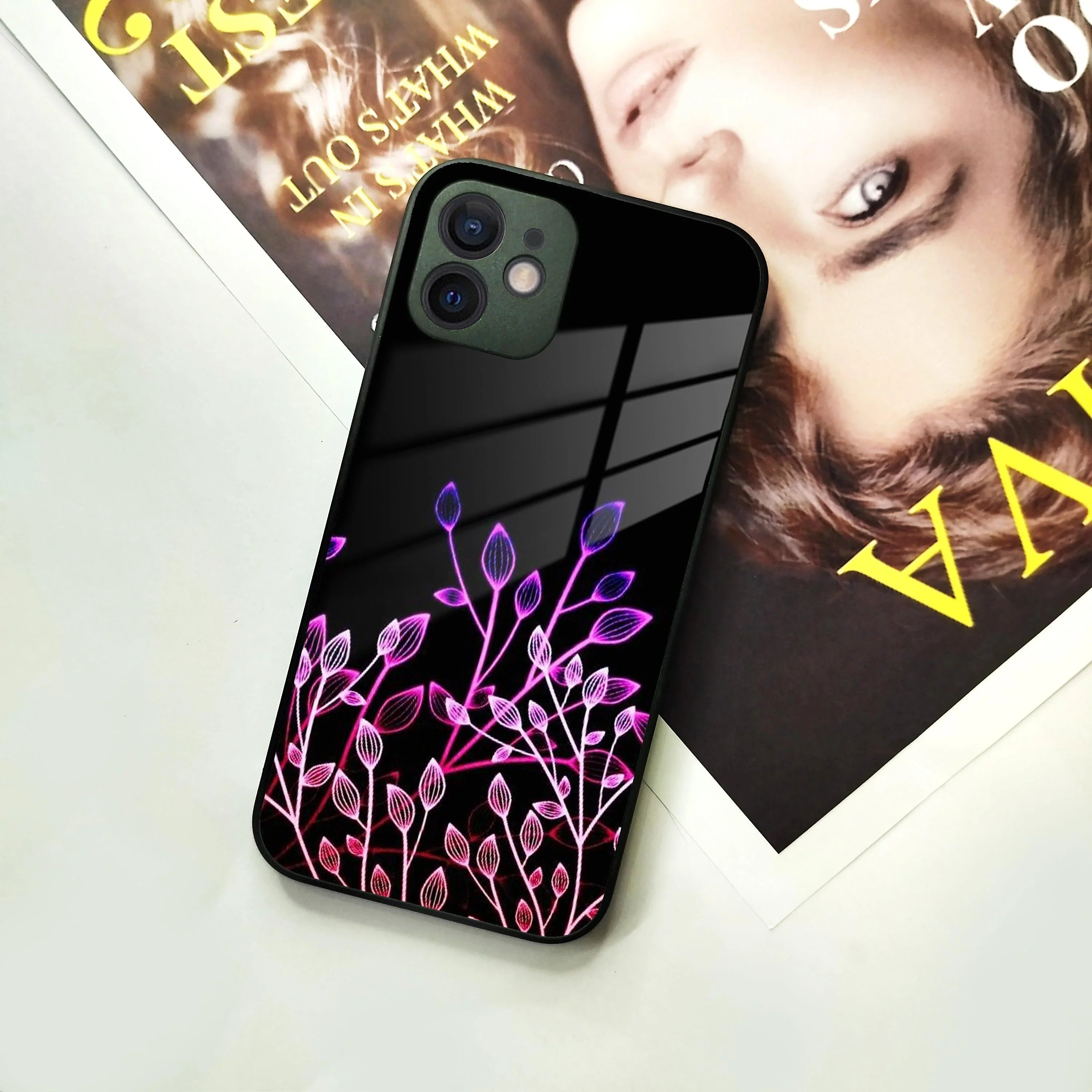 Multicolor Flower Print Glass Case Cover For iPhone - ShopOnCliQ