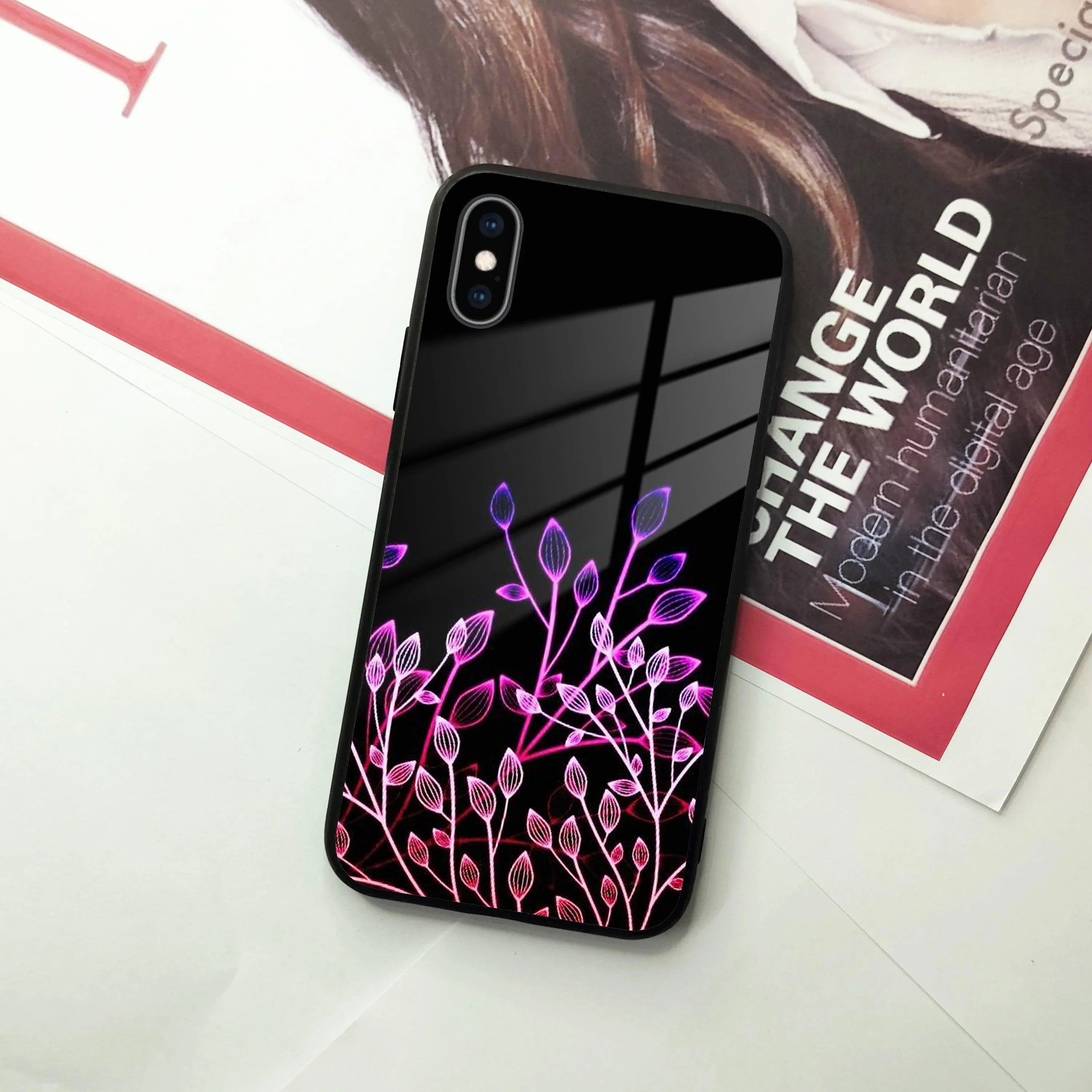 Multicolor Flower Print Glass Case Cover For iPhone - ShopOnCliQ