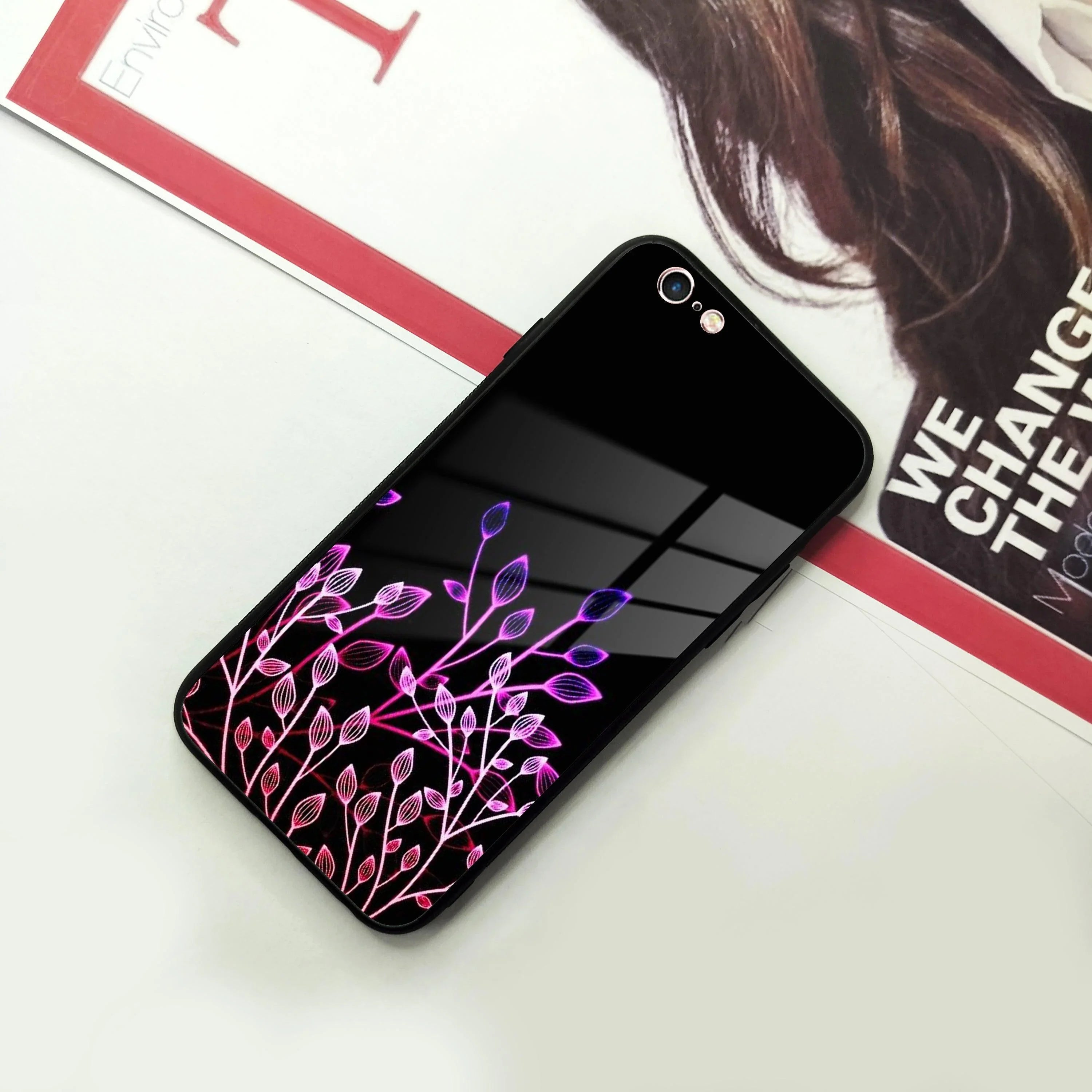 Multicolor Flower Print Glass Case Cover For iPhone - ShopOnCliQ