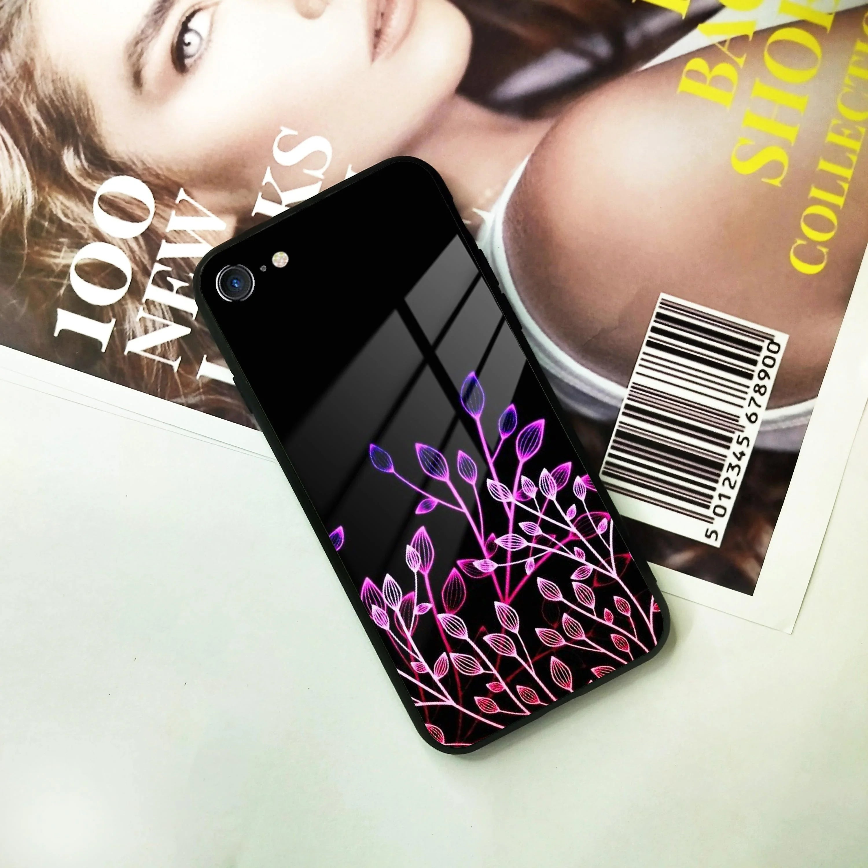 Multicolor Flower Print Glass Case Cover For iPhone - ShopOnCliQ