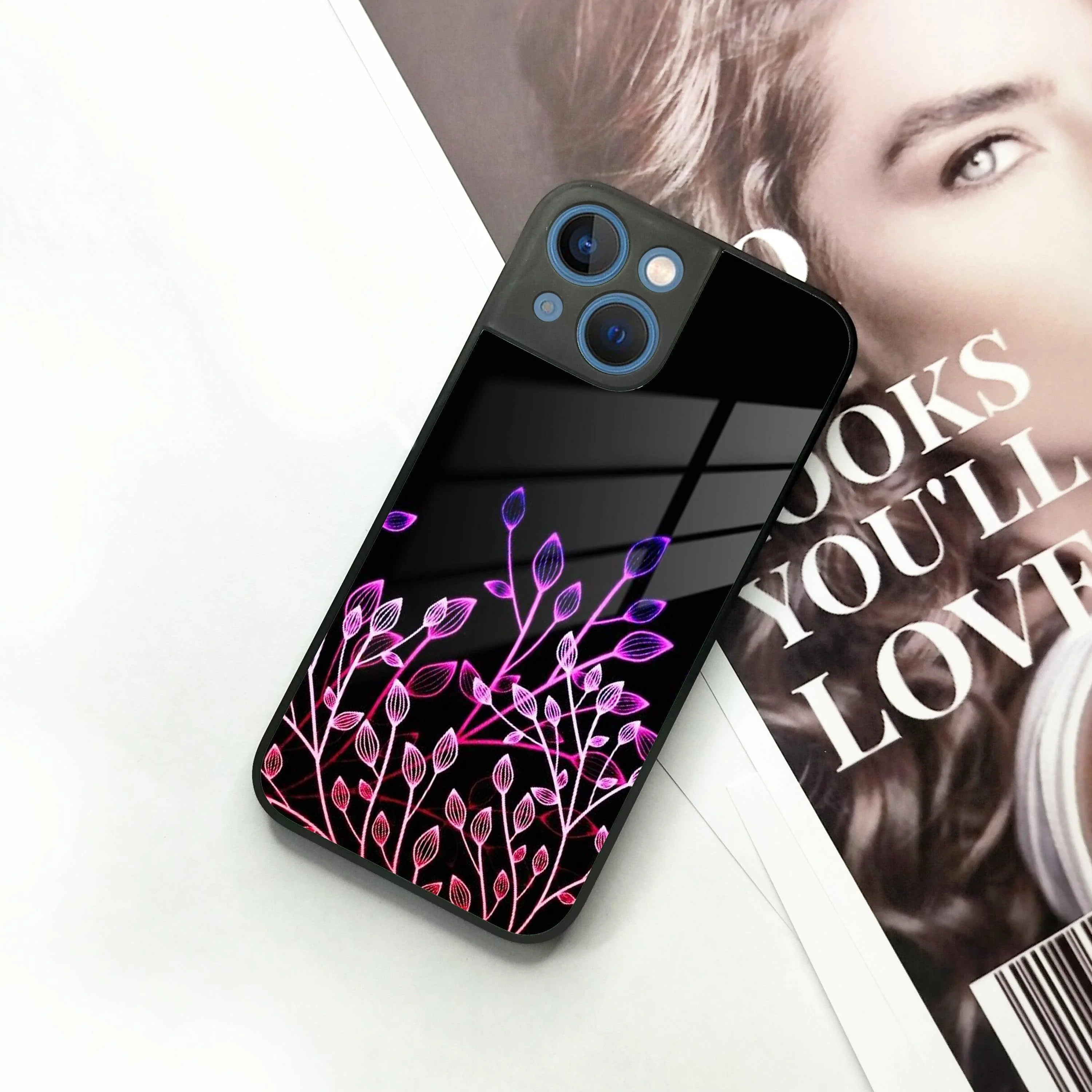 Multicolor Flower Print Glass Case Cover For iPhone - ShopOnCliQ