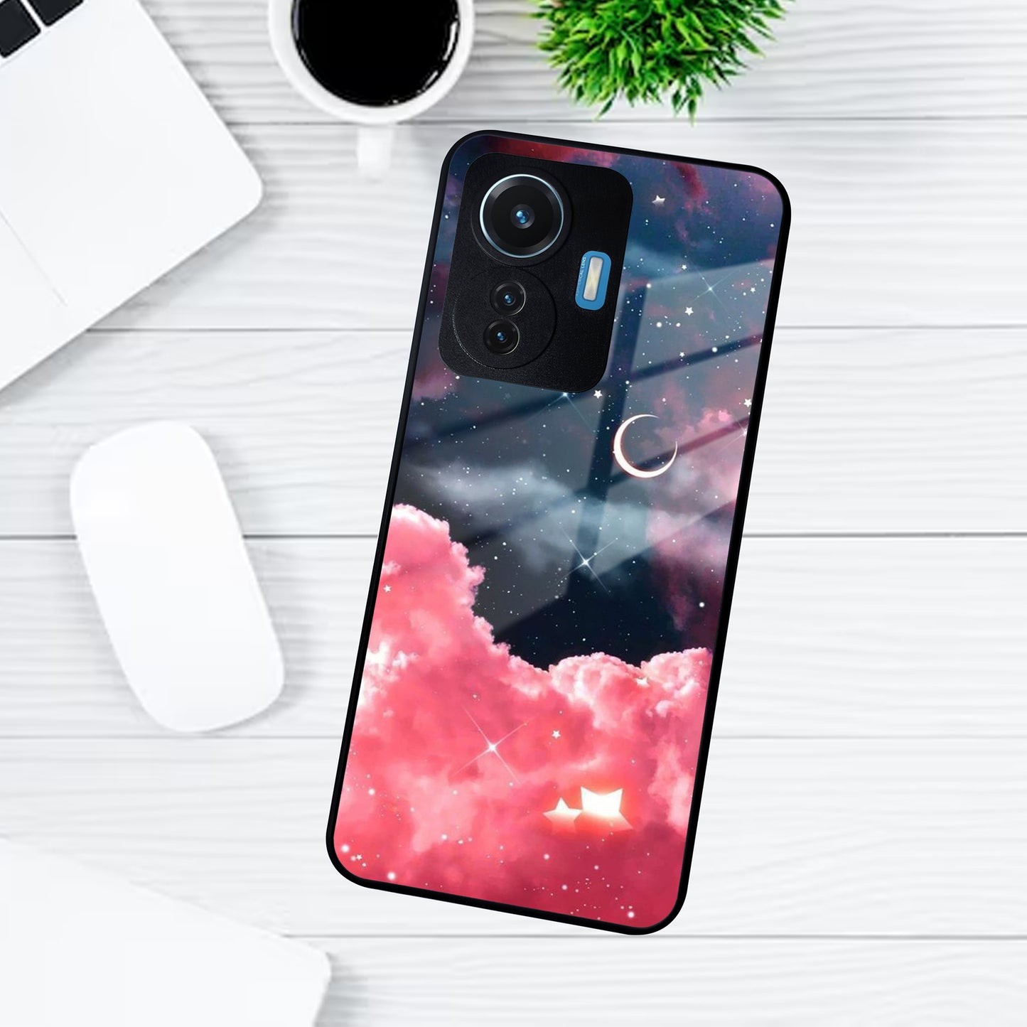 Aesthetic Cloud Glass Case Cover For Vivo