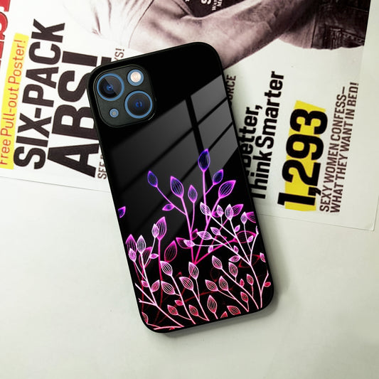 Multicolor Flower Print Glass Case Cover For iPhone