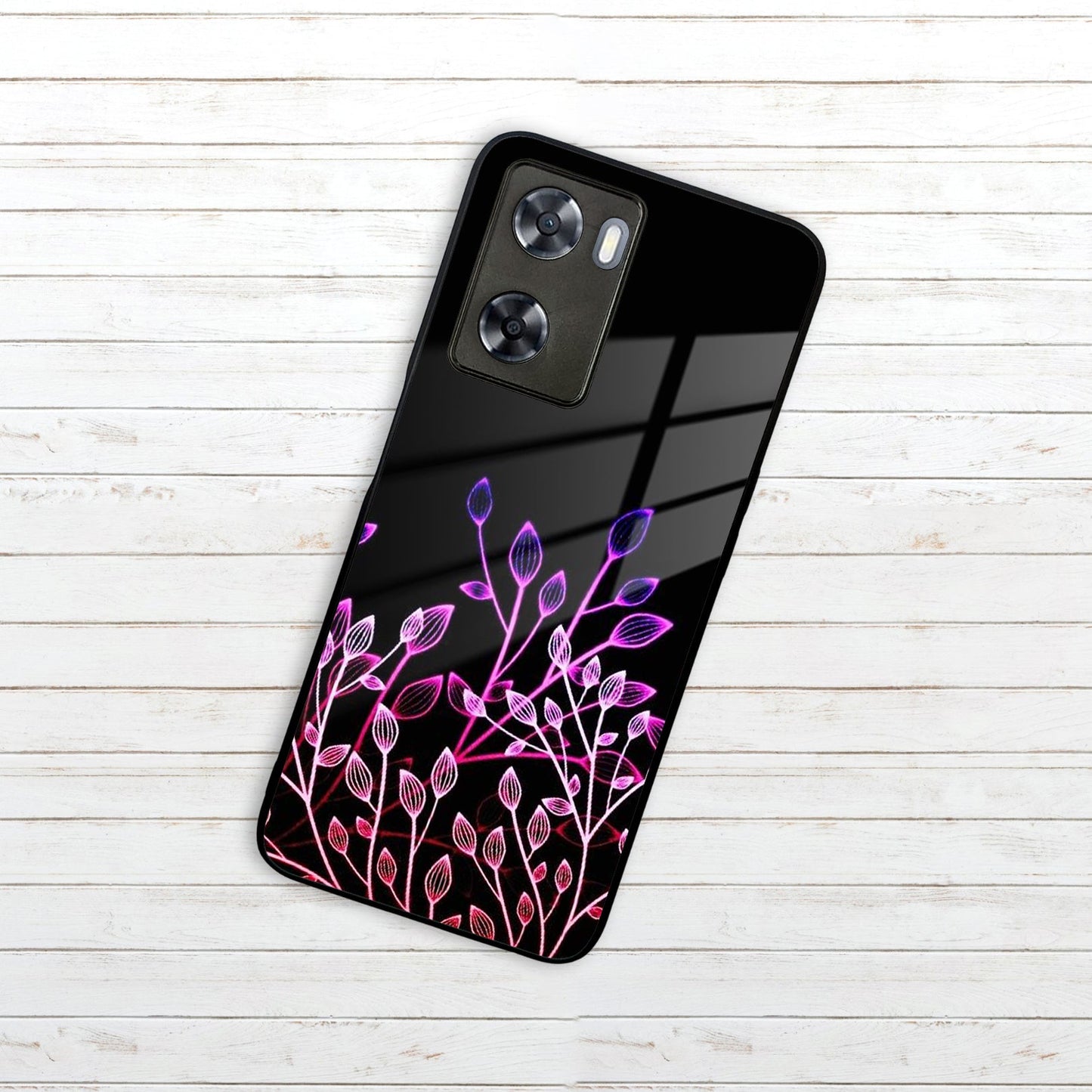 Multicolor Flower Print Glass Case Cover For Oppo