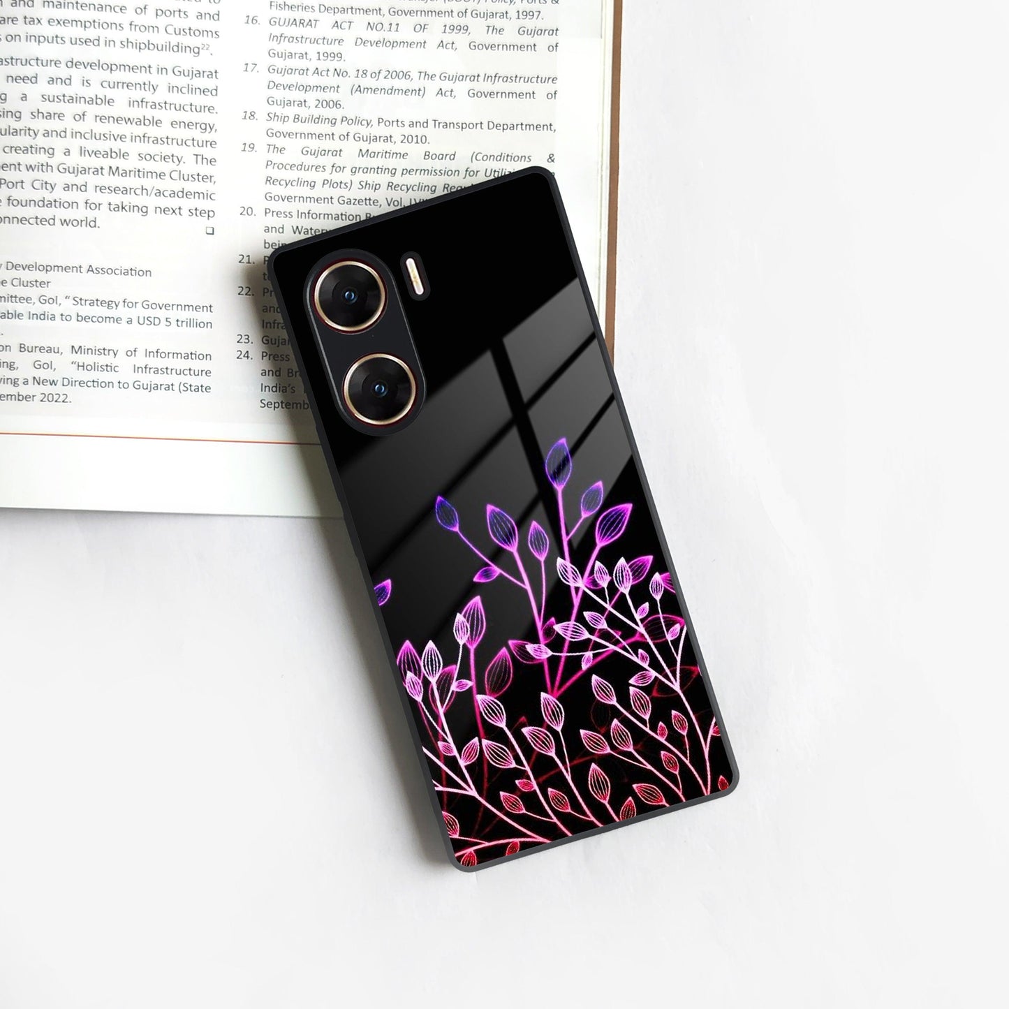 Multicolor Flower Print Glass Case Cover For Vivo