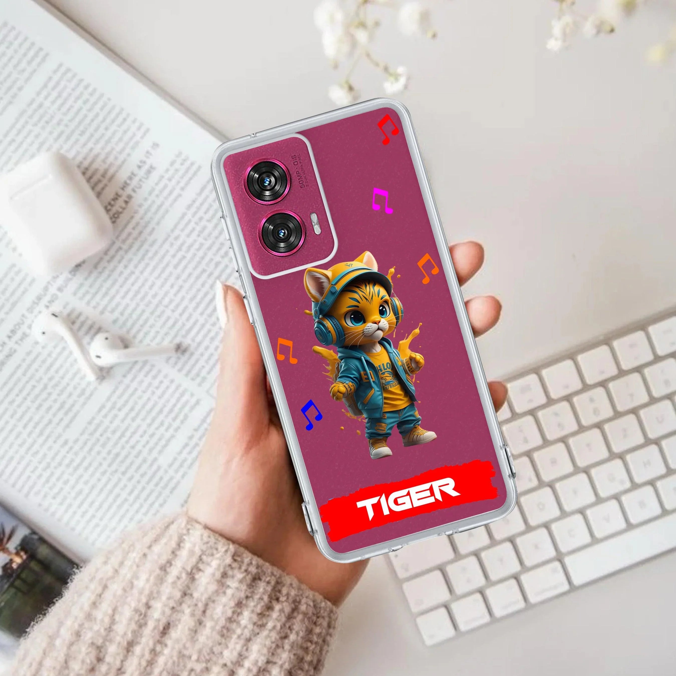 Music Cat Customize Anti Yellow Case For Motorola G85 5G