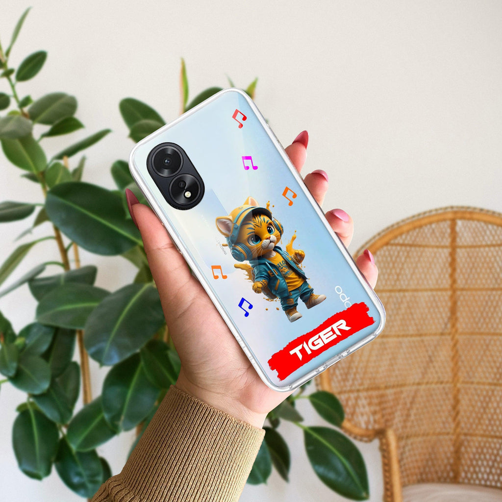 Music Cat Customize Anti Yellow Case For Oppo A38 4G