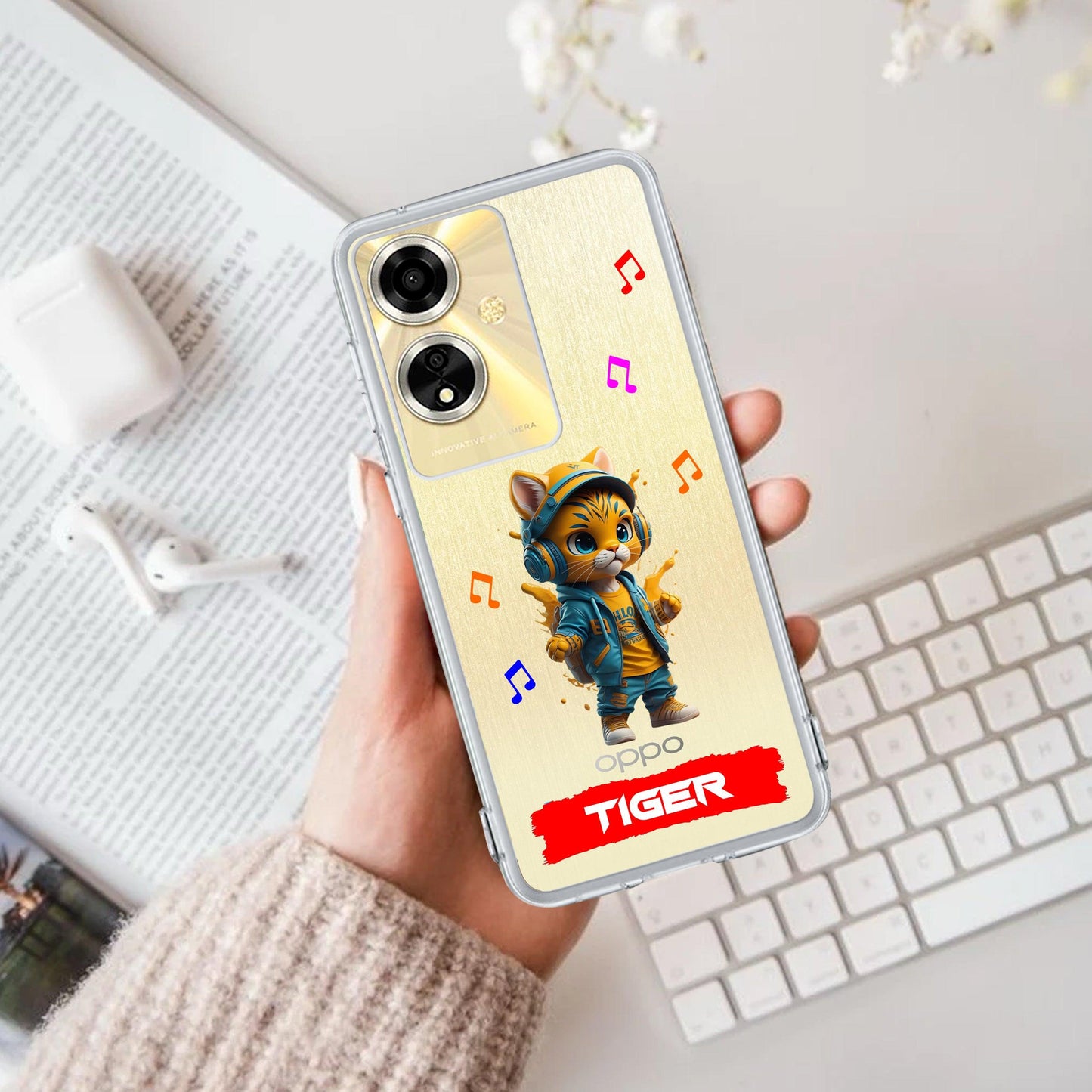 Music Cat Customize Transparent Silicon Case For Oppo