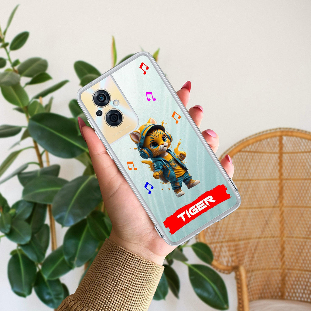 Music Cat Customize Anti Yellow Case For Oppo F21 Pro (5G)