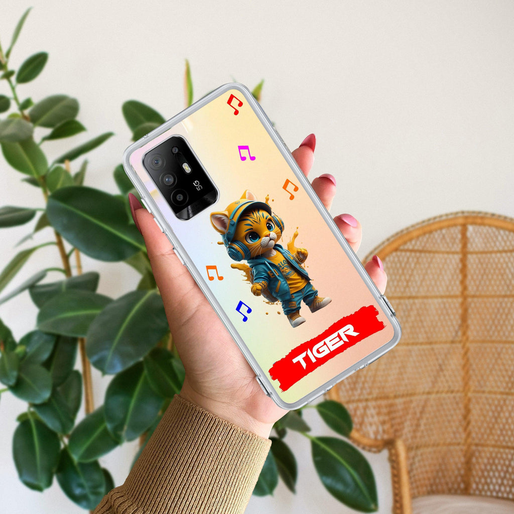 Music Cat Customize Anti Yellow Case For Oppo F19 Pro Plus