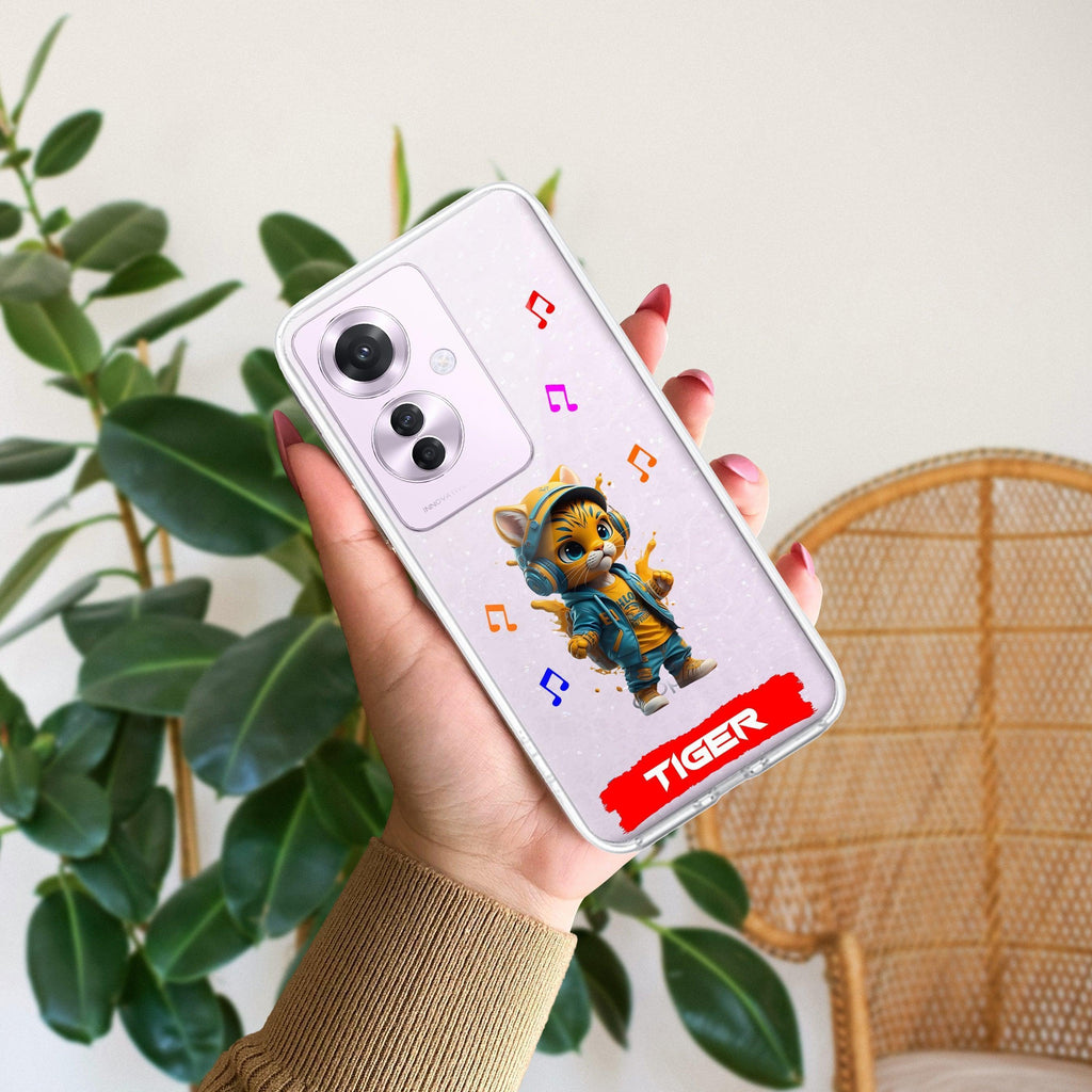 Music Cat Customize Anti Yellow Case For Oppo F25 Pro 5G