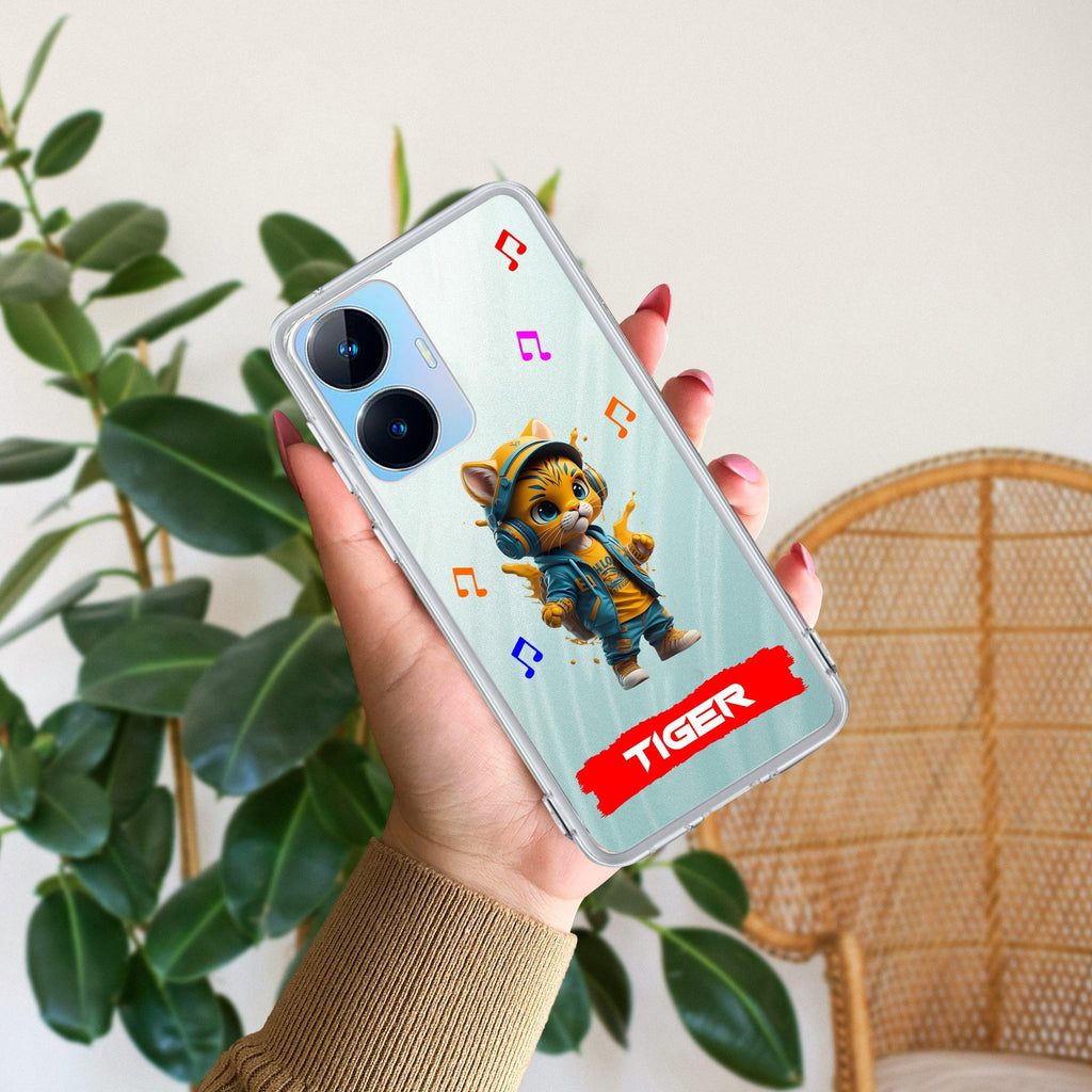 Music Cat Customize Anti Yelllow Case For Realme C55