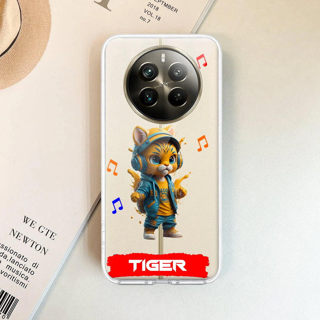Music Cat Customize Transparent Silicon Case For Realme 11 Pro+ 5G