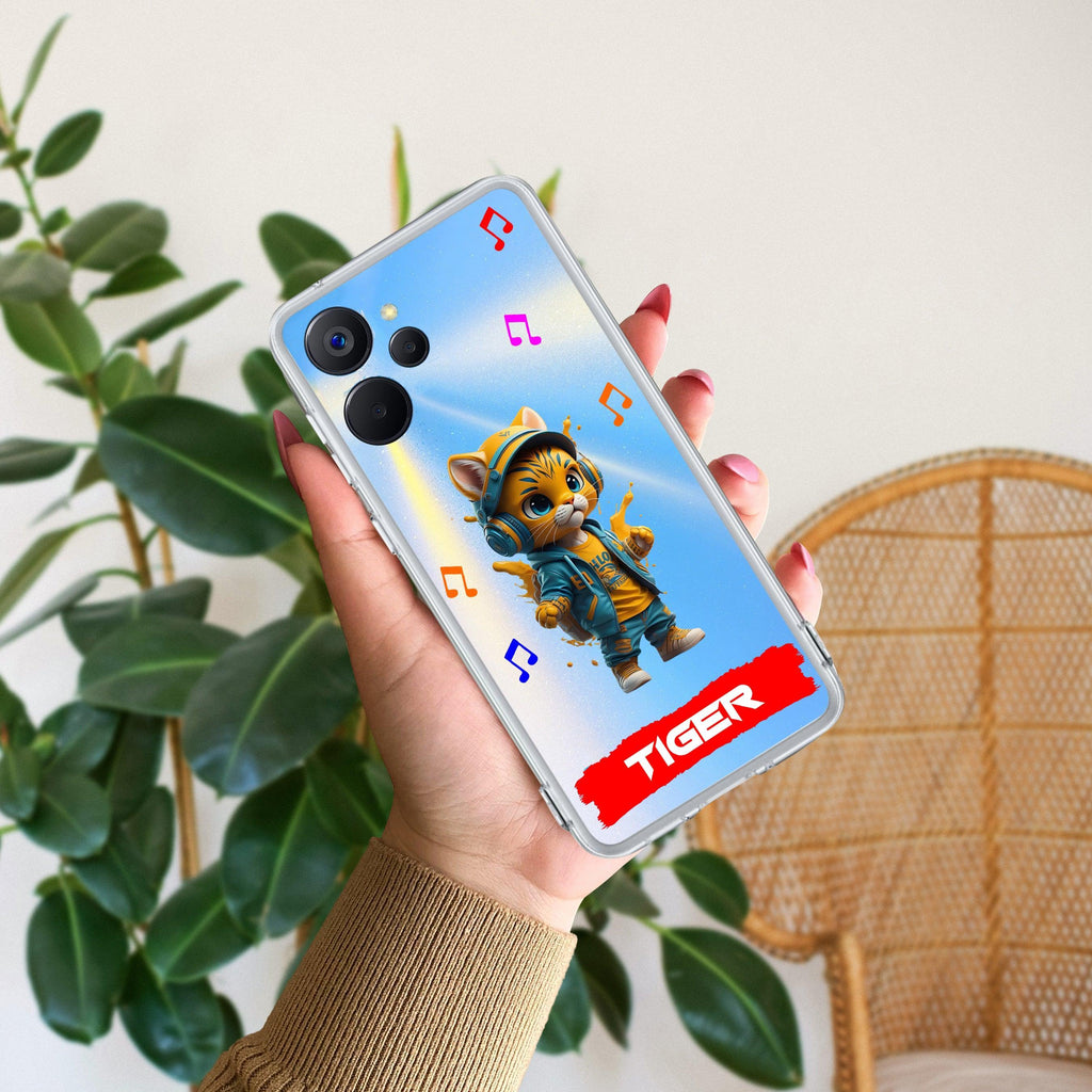 Music Cat Customize Transparent Silicon Case For Realme Narzo 70x 5G