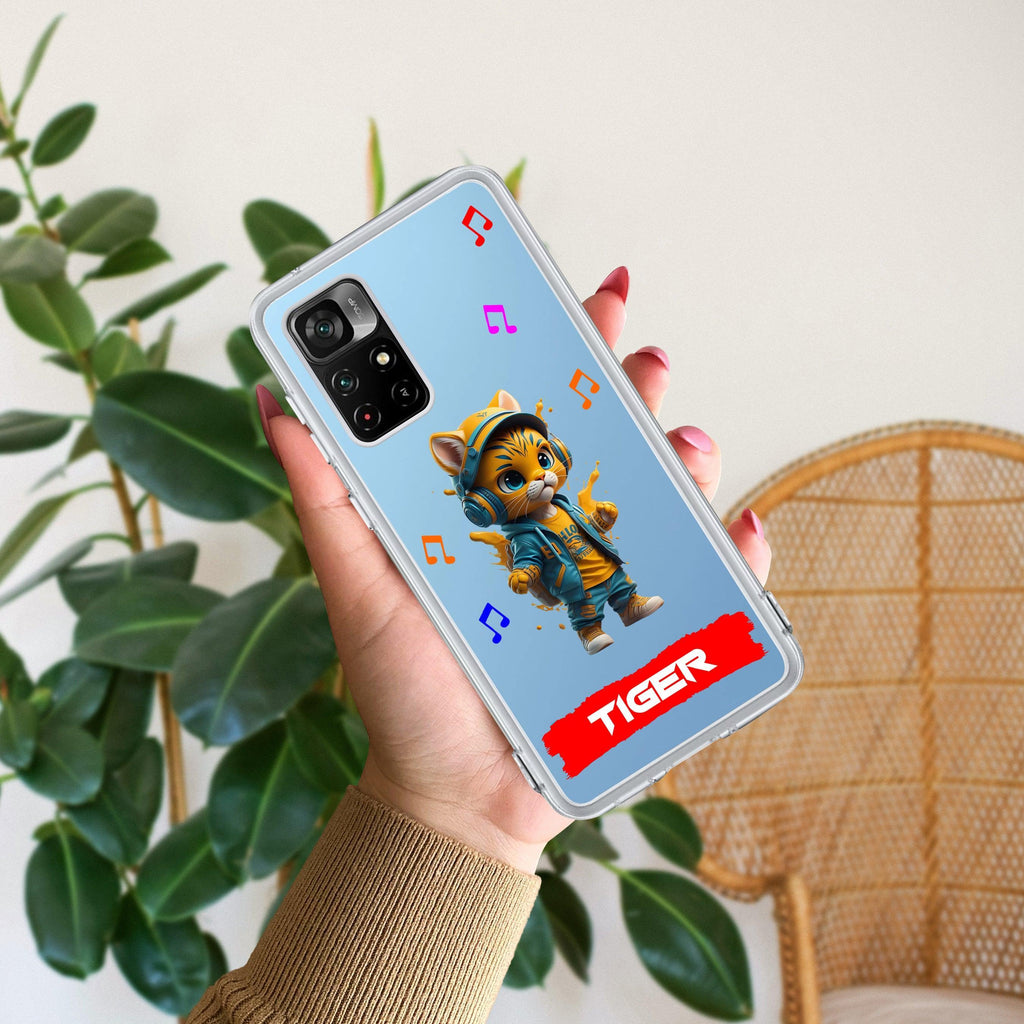 Music Cat Customize Transparent Silicon Case For Redmi Note 13 Pro Plus 5G