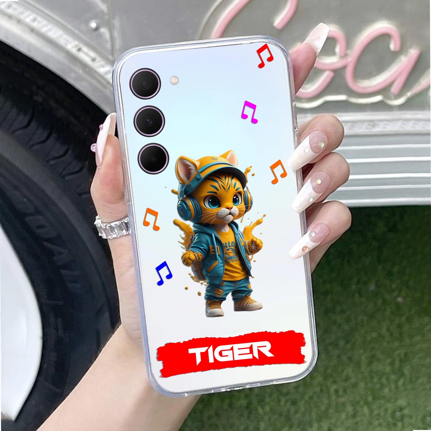 Music Cat Customize Transparent Silicon Case For Samsung