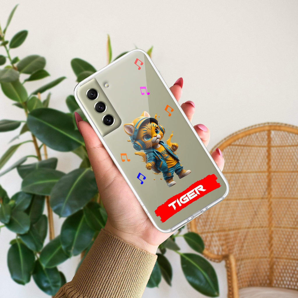 Music Cat Customize Anti Yellow Case For Samsung Galaxy S21