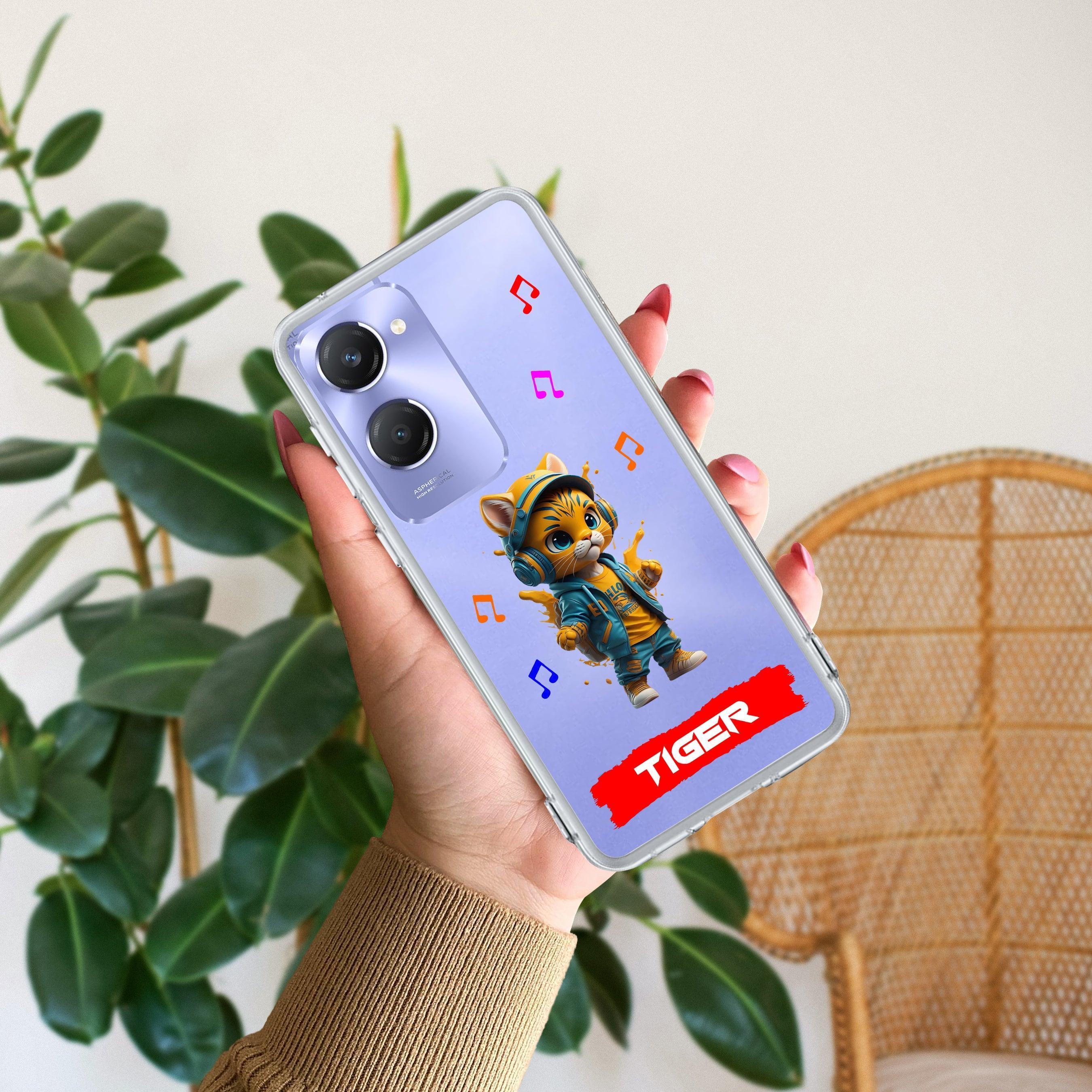 Music Cat Customize Transparent Silicon Case For Vivo T1 44W