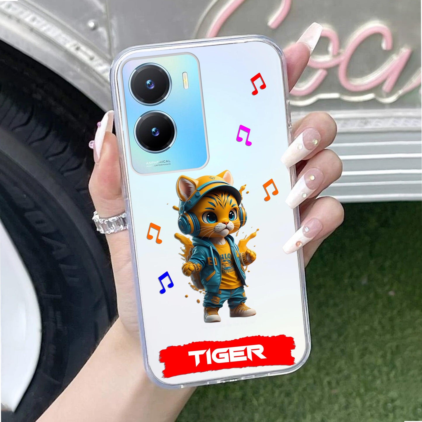 Music Cat Customize Transparent Silicon Case For Vivo