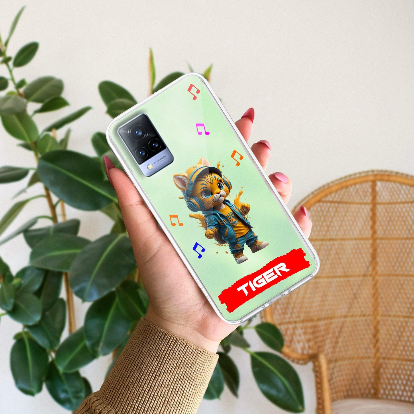 Music Cat Customize Transparent Silicon Case For Vivo