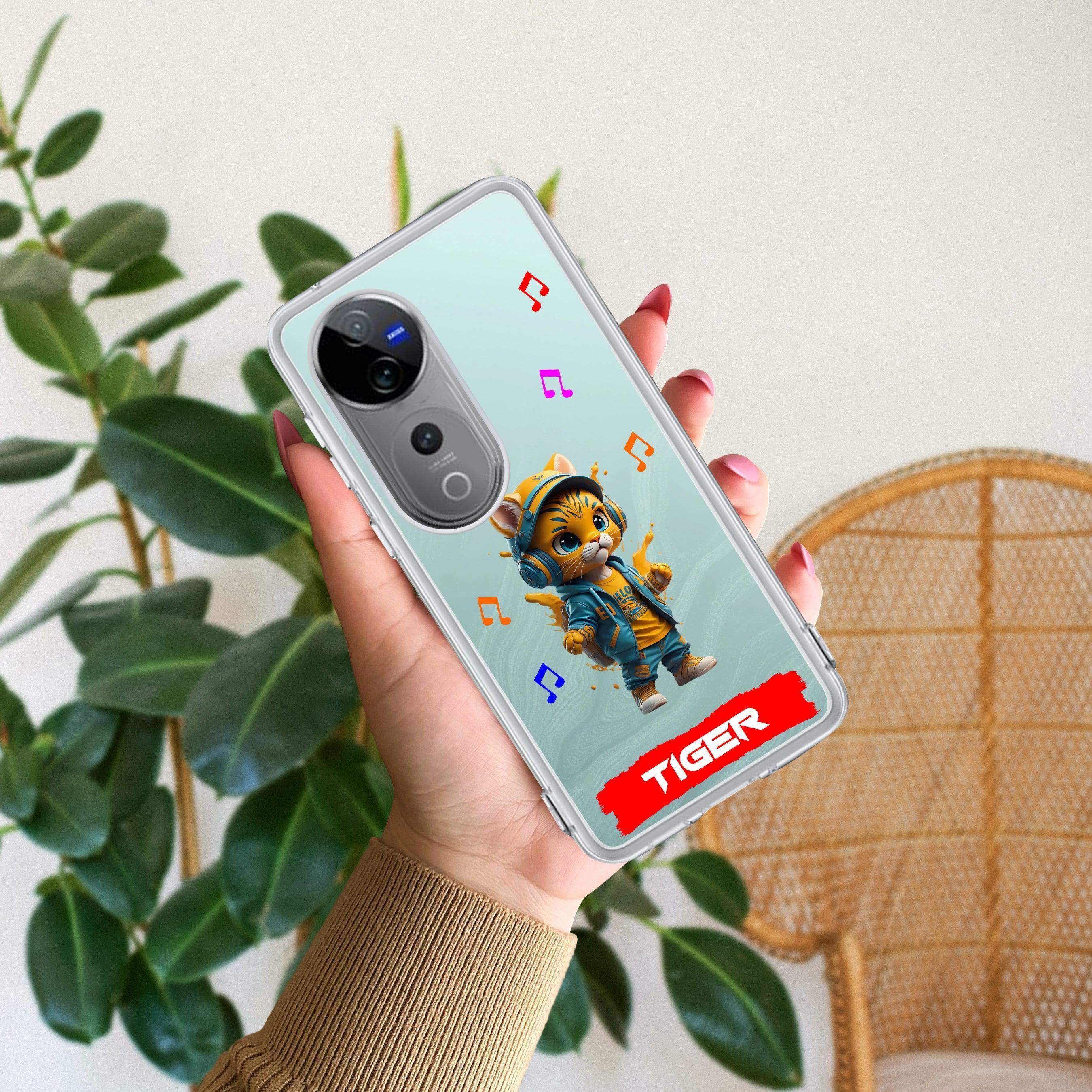 Music Cat Customize Transparent Silicon Case For Vivo T3X 5G