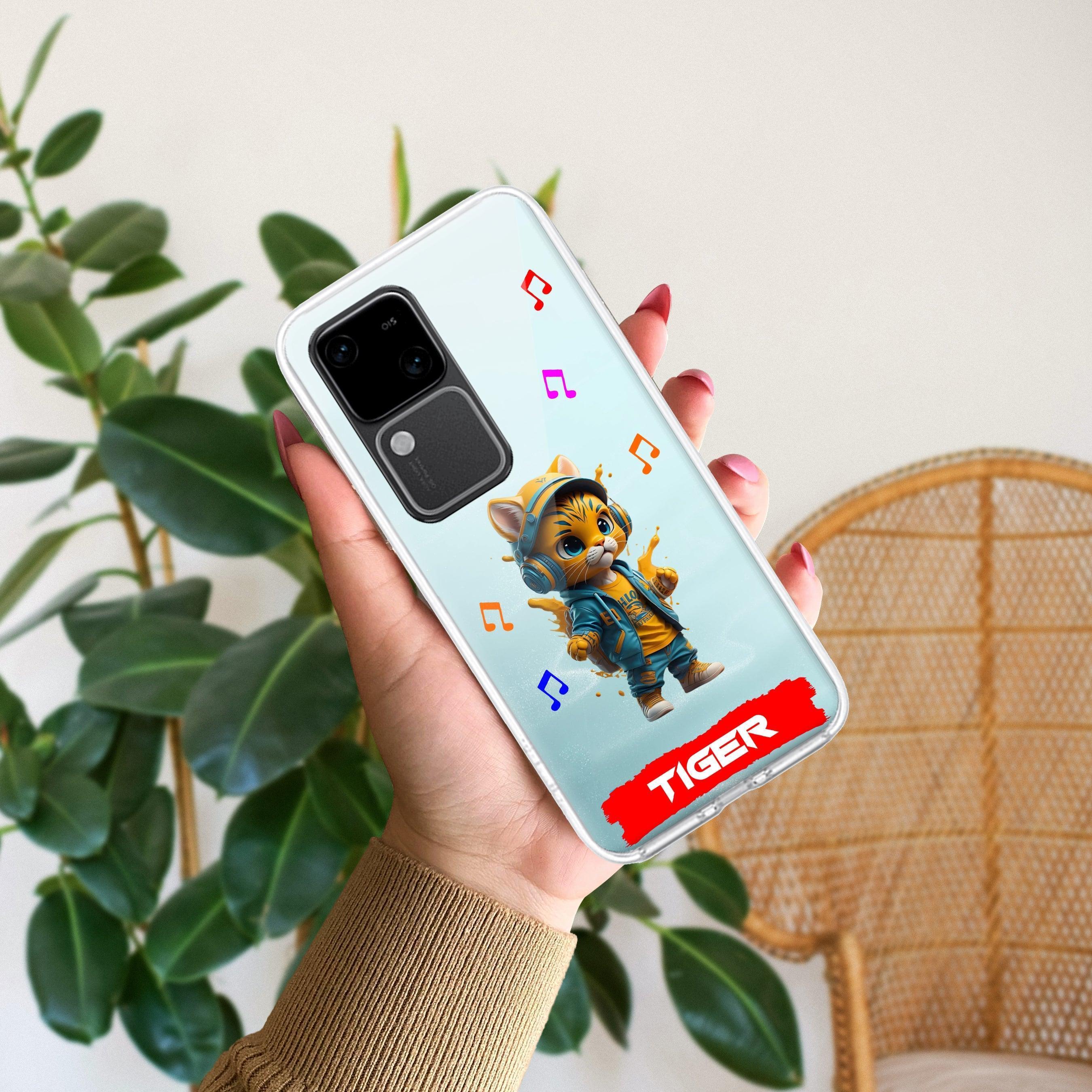 Music Cat Customize Transparent Silicon Case For Vivo T2x 5G