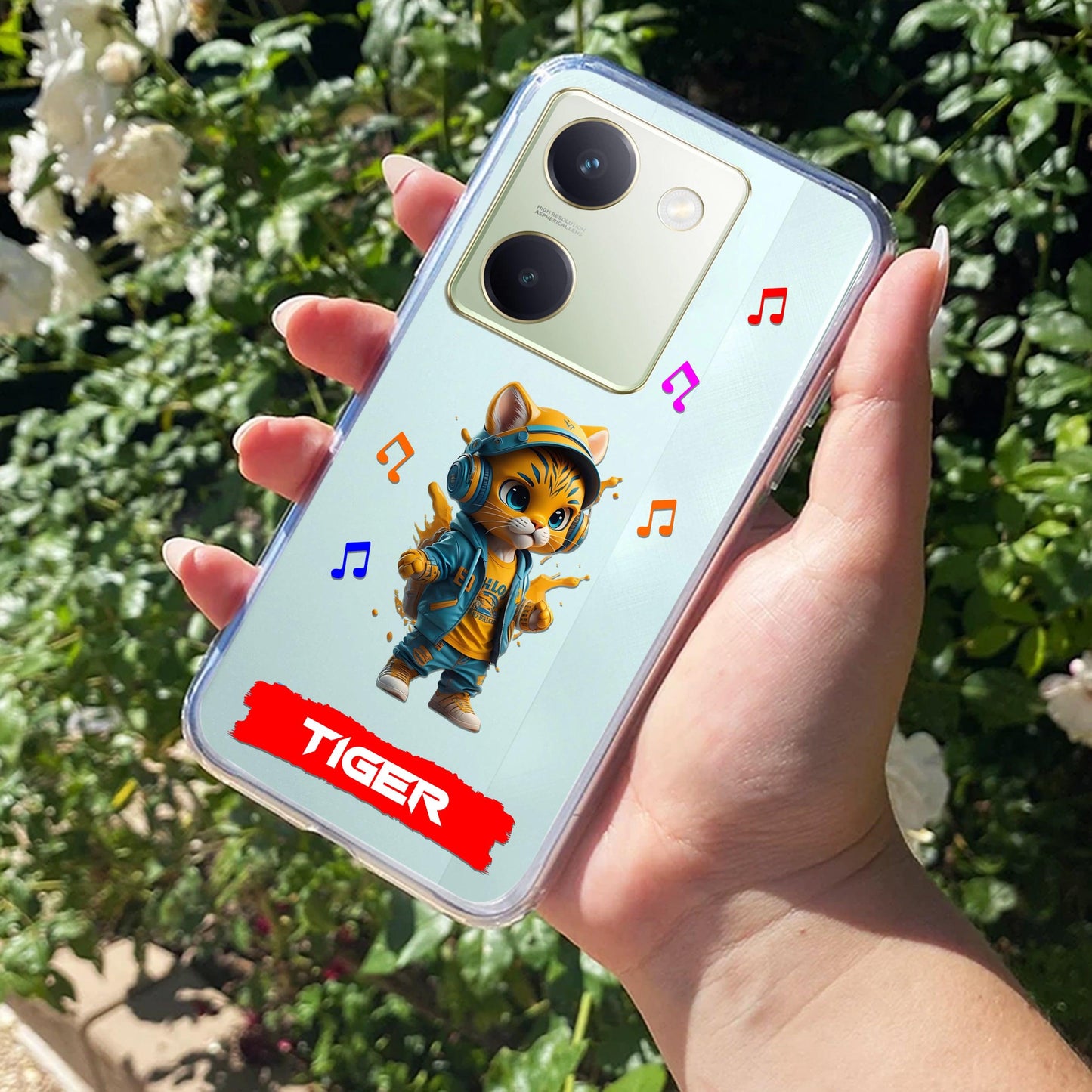 Music Cat Customize Transparent Silicon Case For Vivo