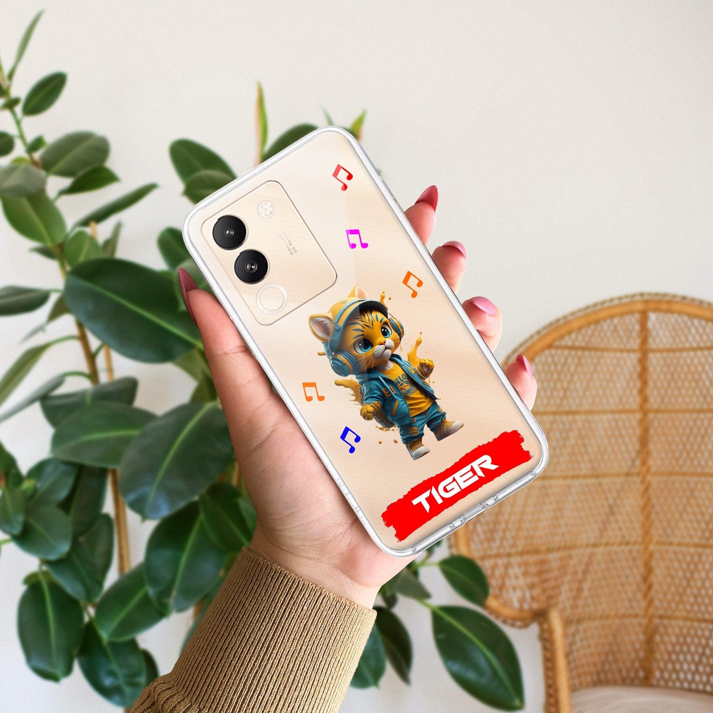 Music Cat Customize Transparent Silicon Case For Vivo