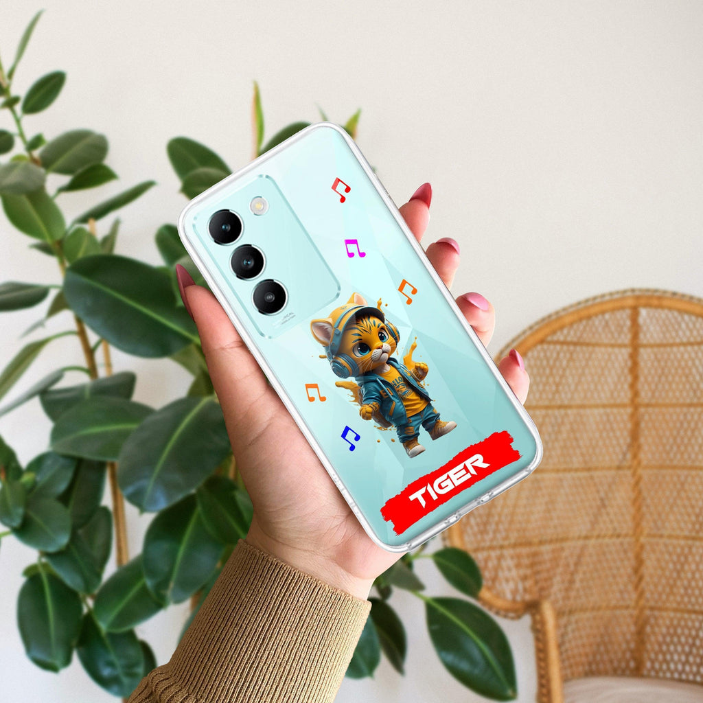 Music Cat Customize Transparent Silicon Case For Vivo X90 Pro 5G