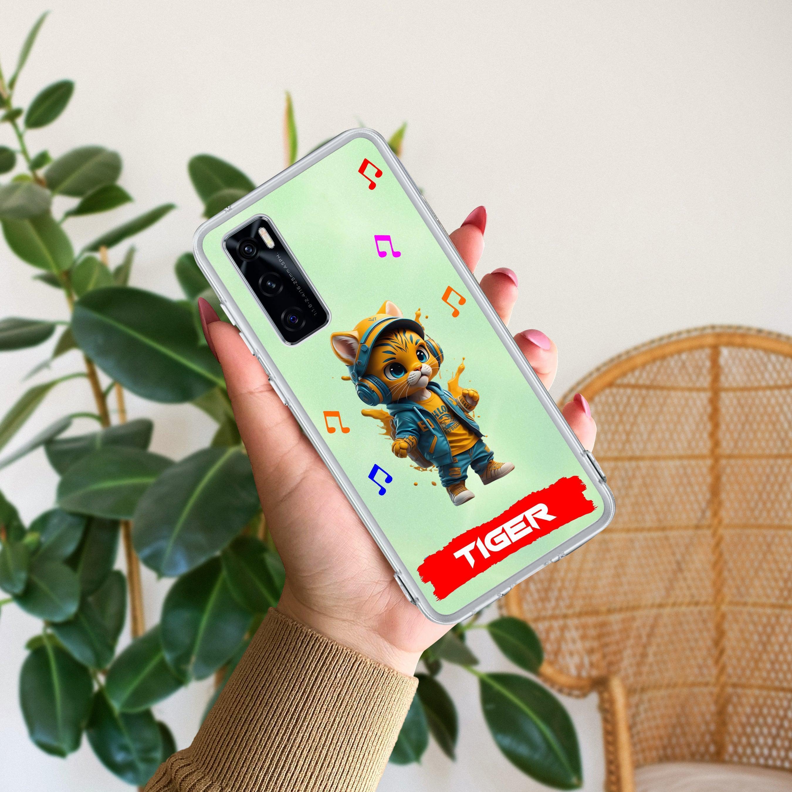 Music Cat Customize Transparent Silicon Case For Vivo V21e 5G