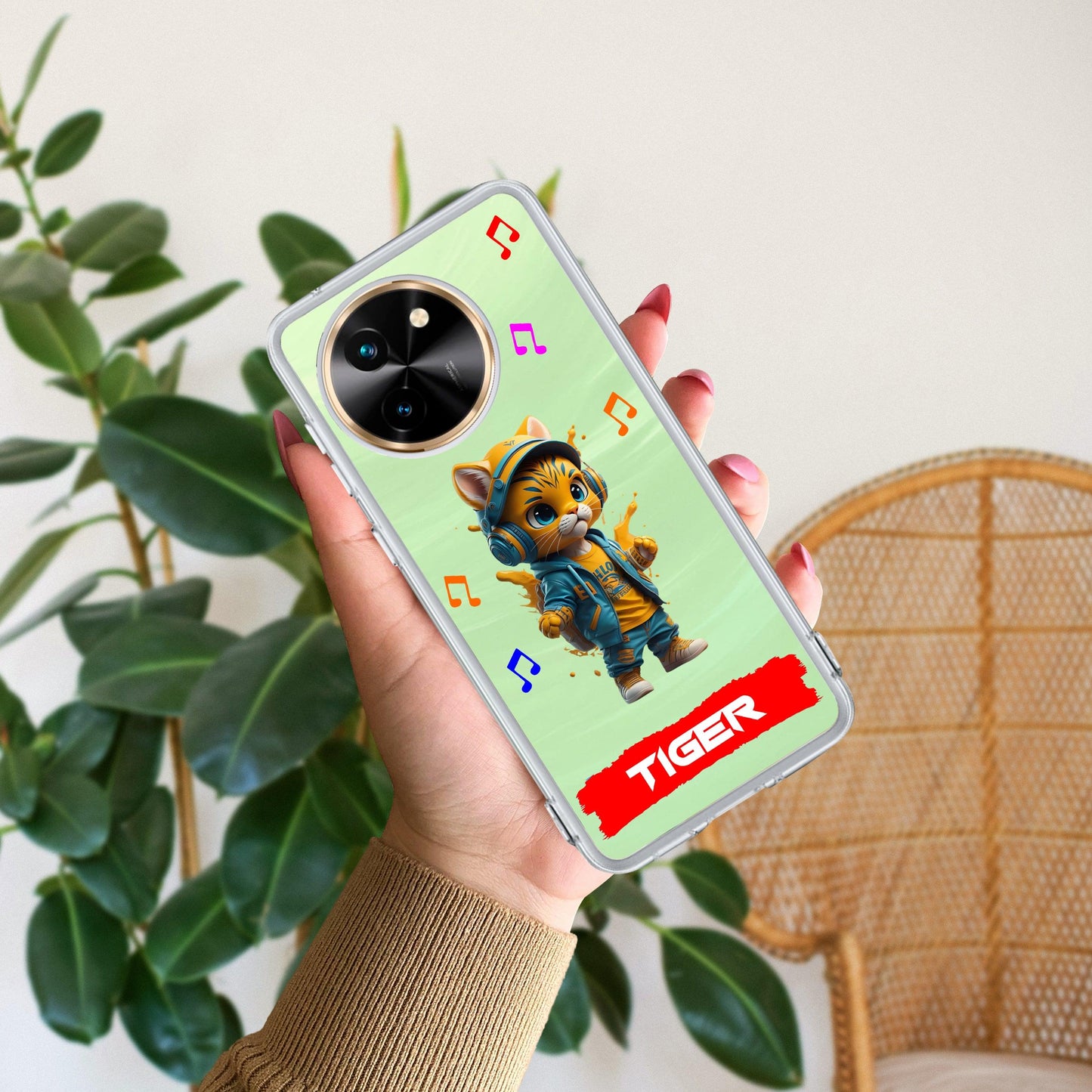 Music Cat Customize Transparent Silicon Case For Vivo