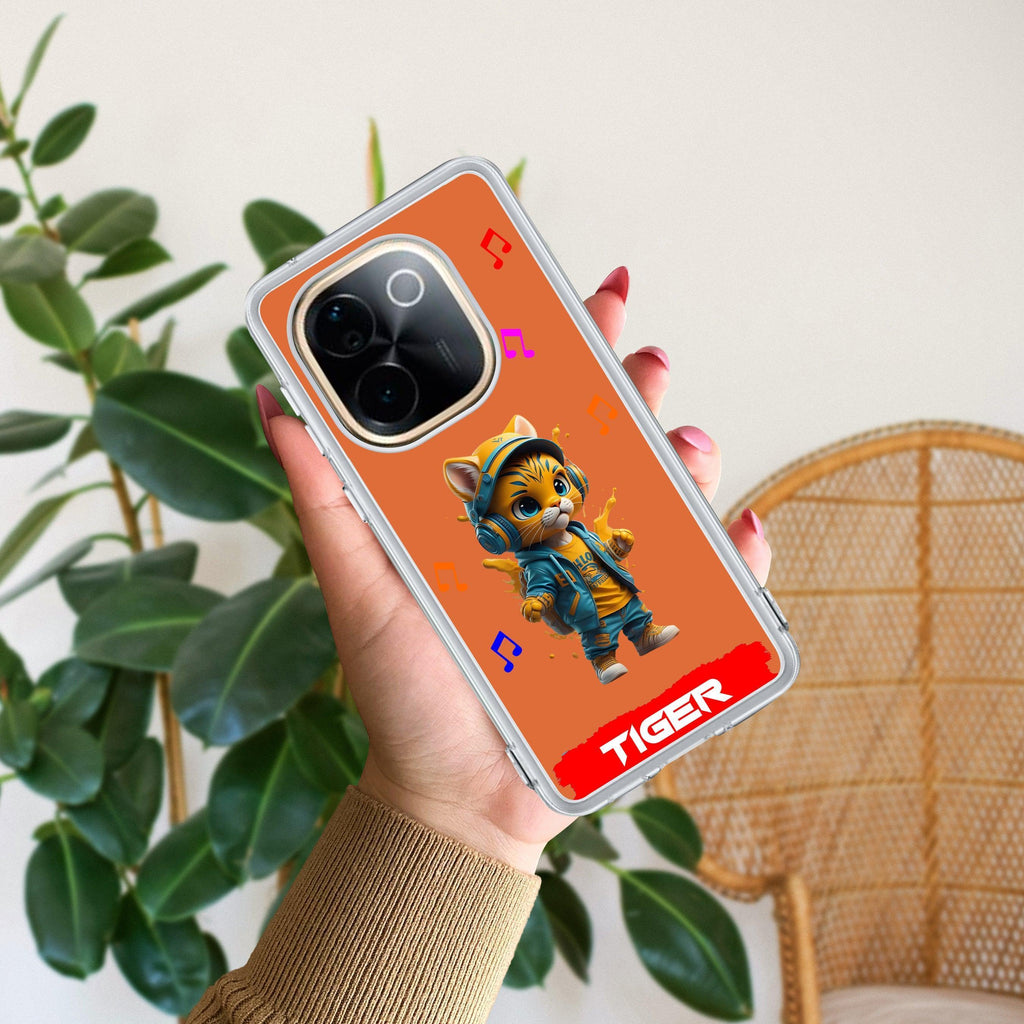 Music Cat Customize Transparent Silicon Case For Vivo Y200 5G