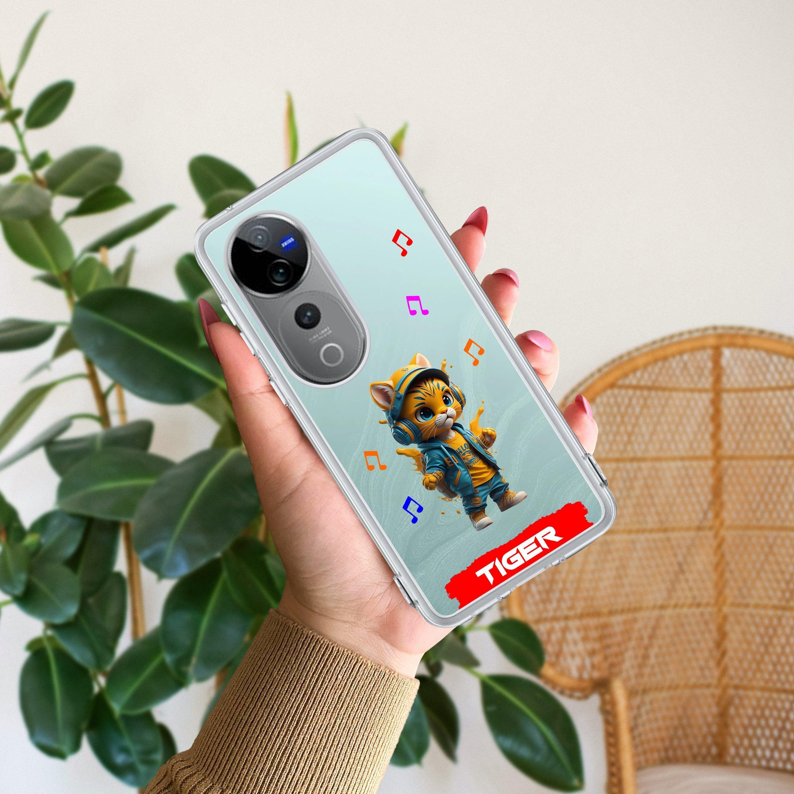 Music Cat Customize Transparent Silicon Case For Vivo T1 5G