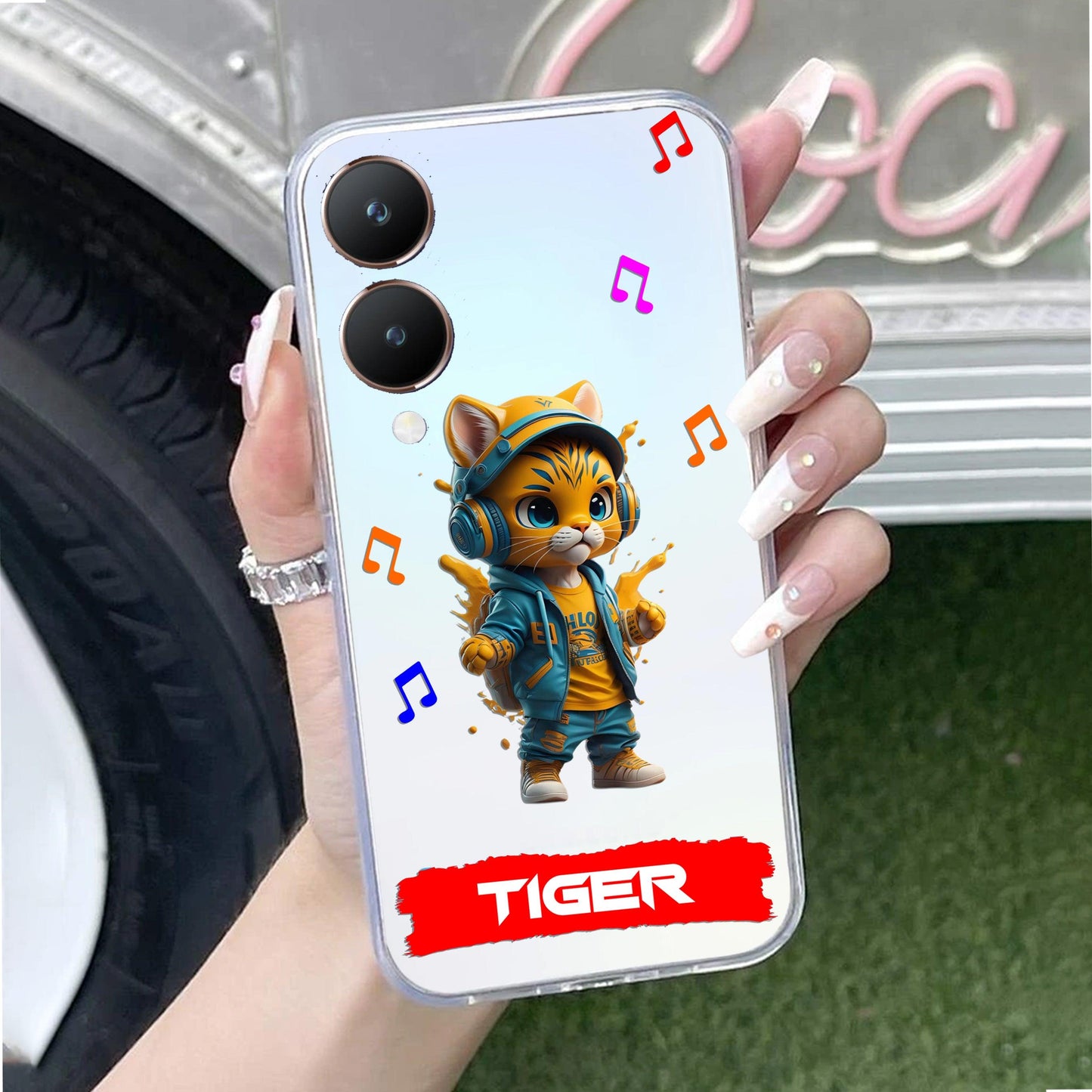 Music Cat Customize Transparent Silicon Case For Vivo