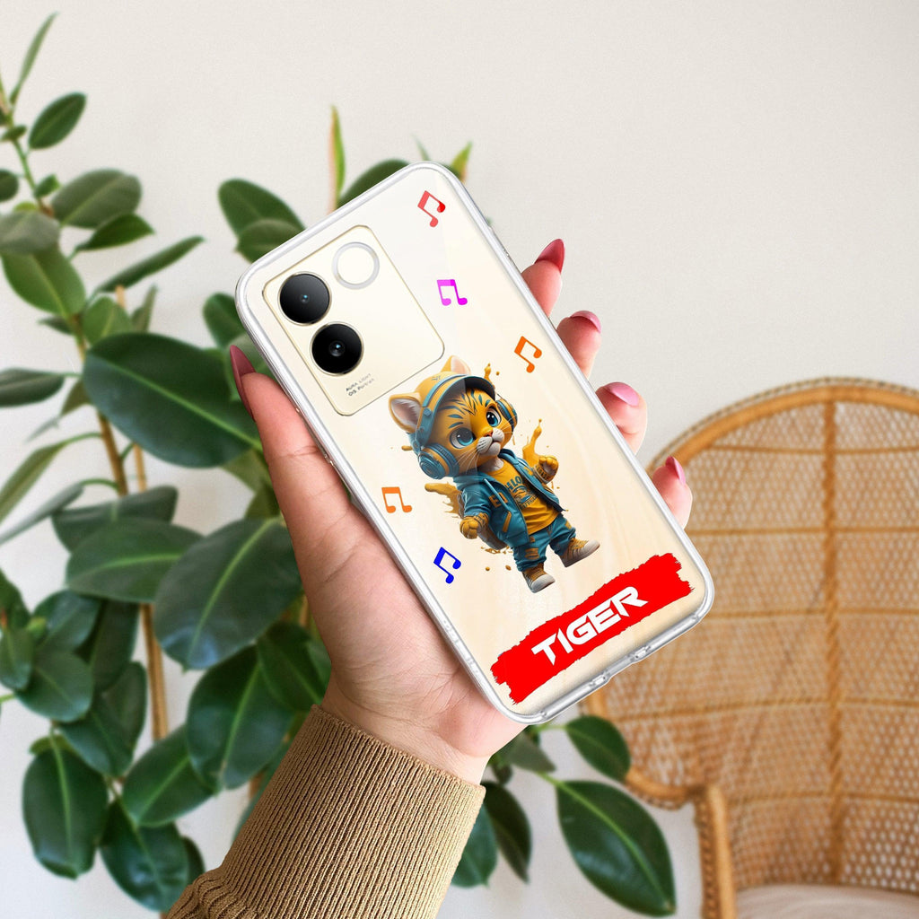 Music Cat Customize Transparent Silicon Case For Vivo X60 Pro