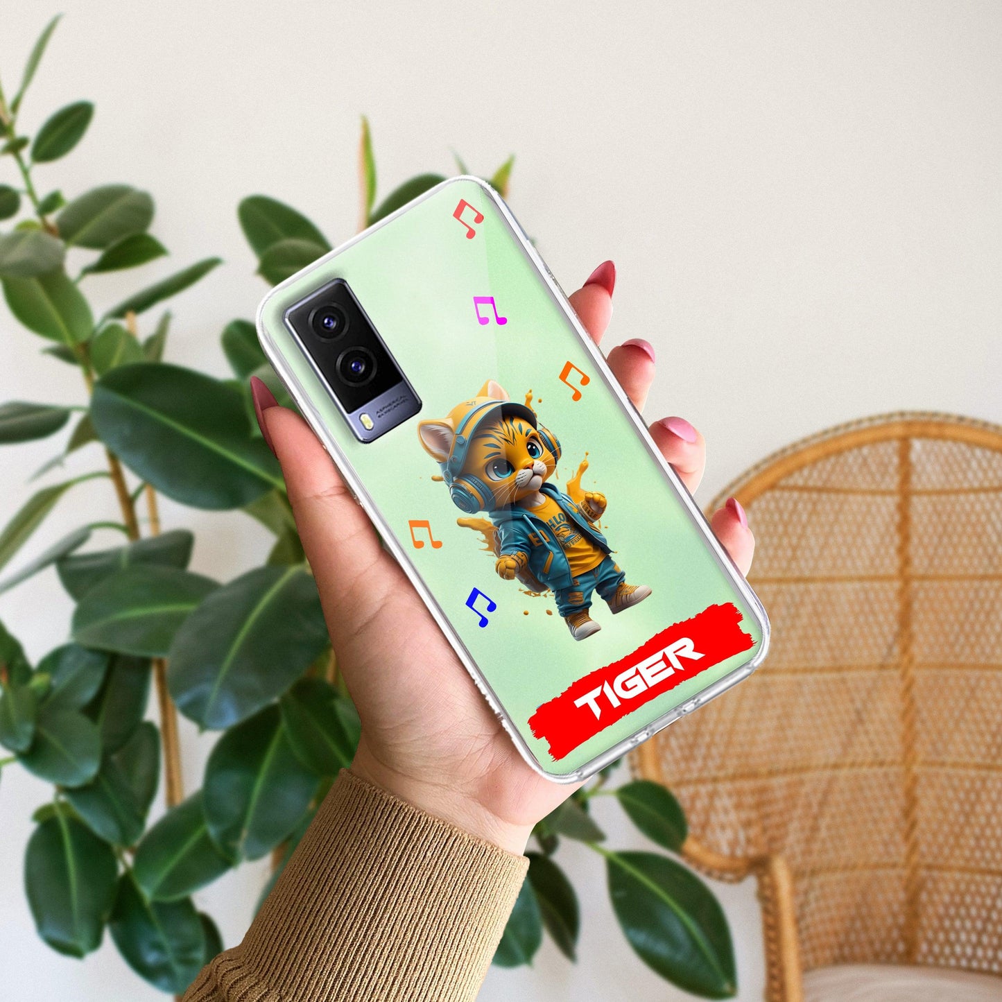 Music Cat Customize Transparent Silicon Case For Vivo