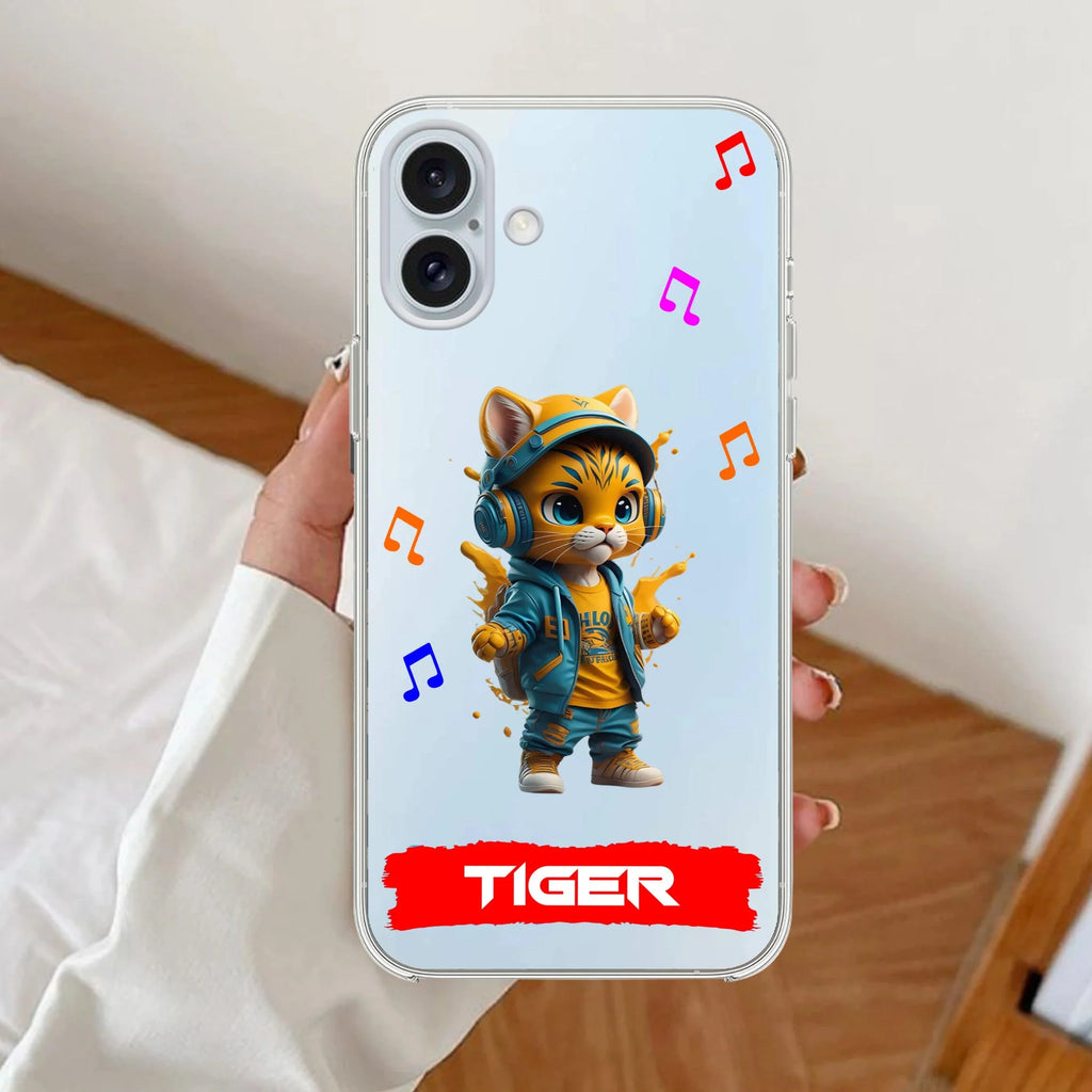 Music Cat Customize Anti Yellow Clear Case For iPhone 17