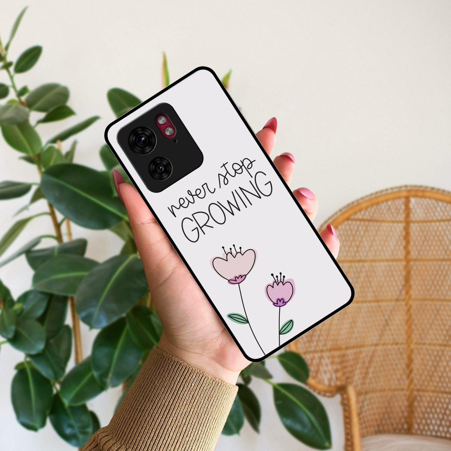 Never Stop Growing Glossy Metal Case Cover For Motorola