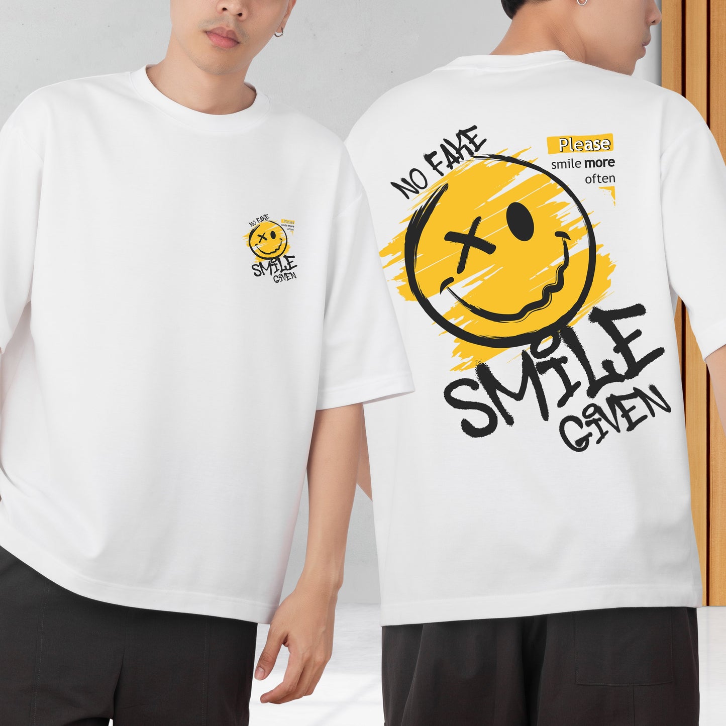 No Fake Smile Men's Cotton Graphic Print Oversized T-Shirt ShopOnCliQ