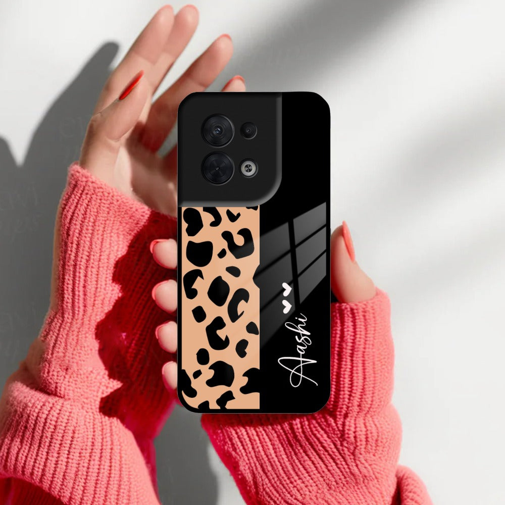 Leopard Glossy Metal Case Cover For Oppo