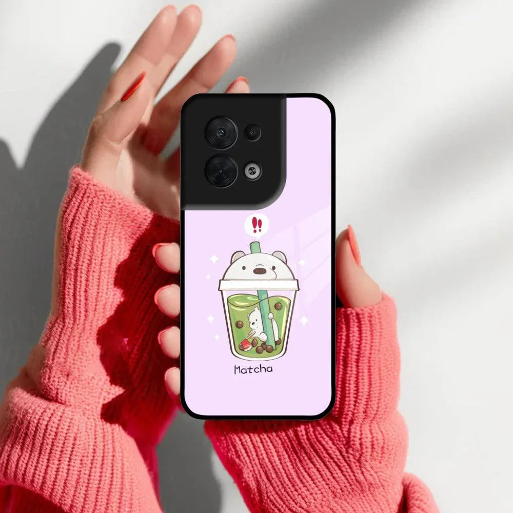 Cartoon Matcha Tea We Bare Bears Glossy Metal Case Cover For Oppo - ShopOnCliQ
