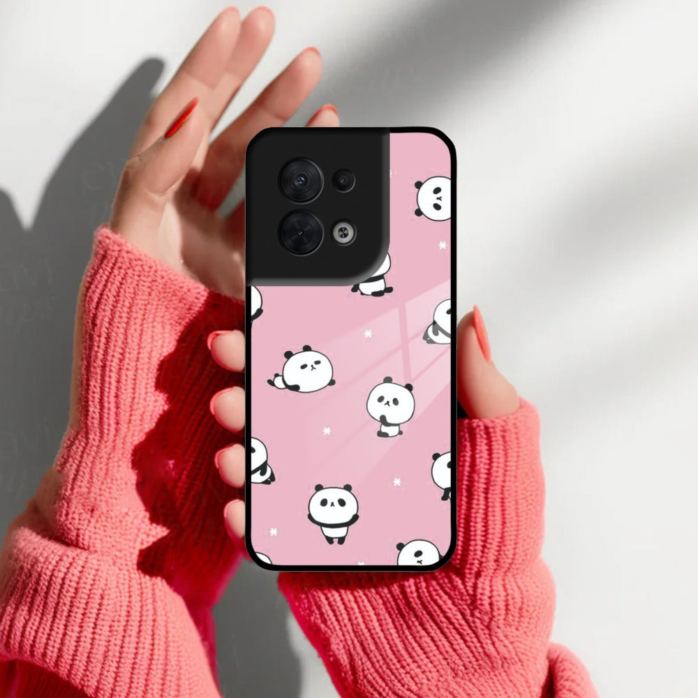 Cute Panda Glossy Metal Case Cover For Oppo