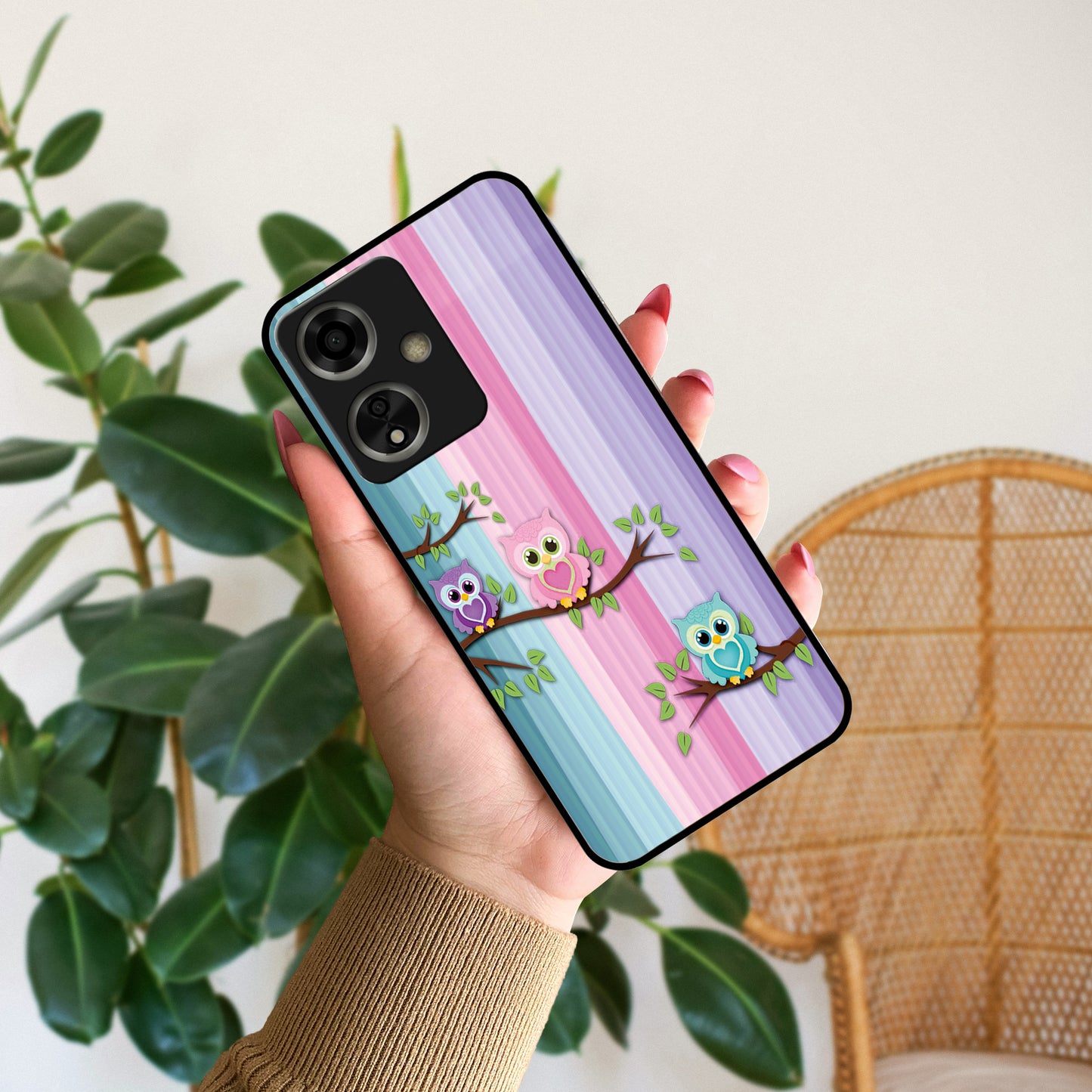 Owl Glossy Metal Case Cover For Oppo - ShopOnCliQ