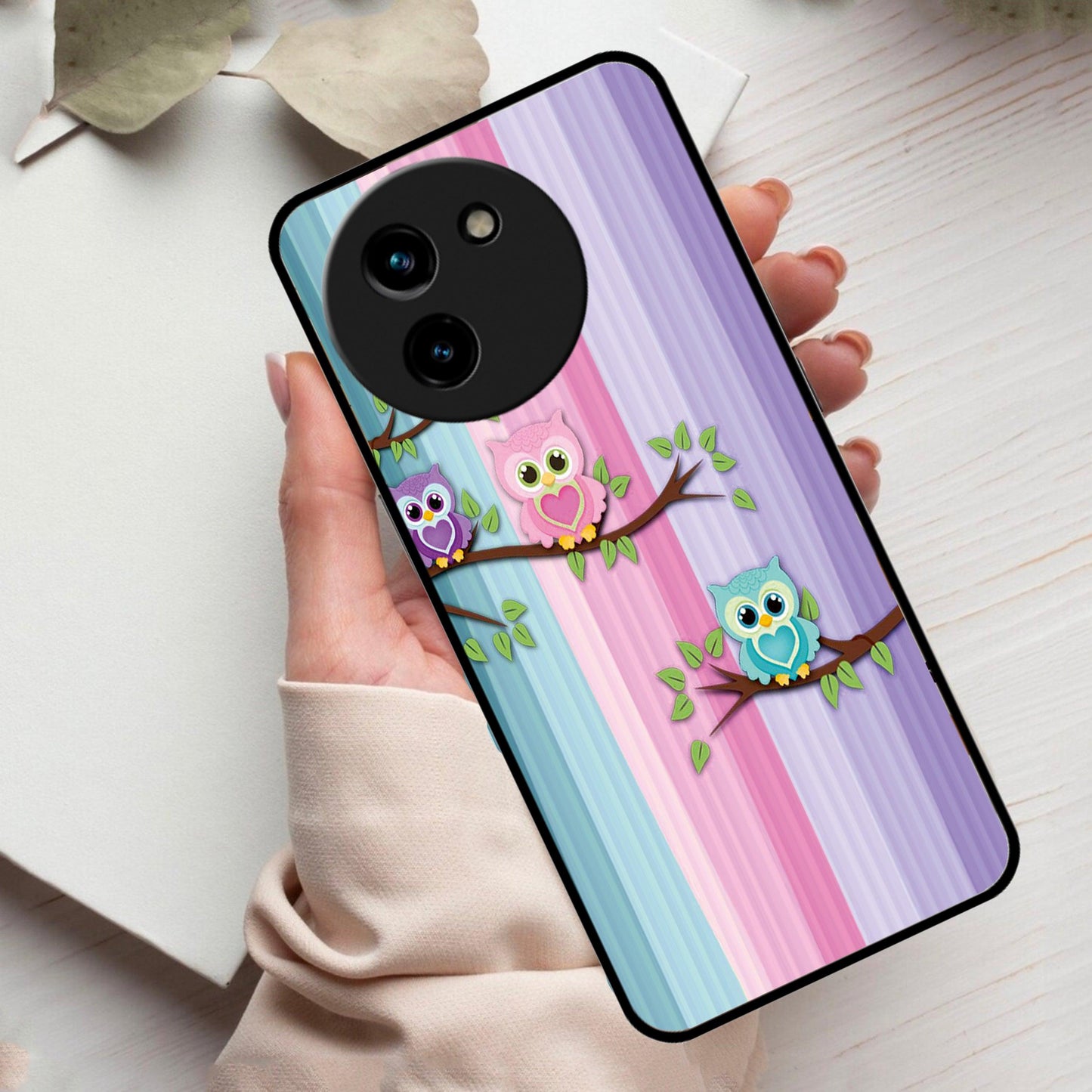 Owl Glossy Metal Case Cover For Vivo