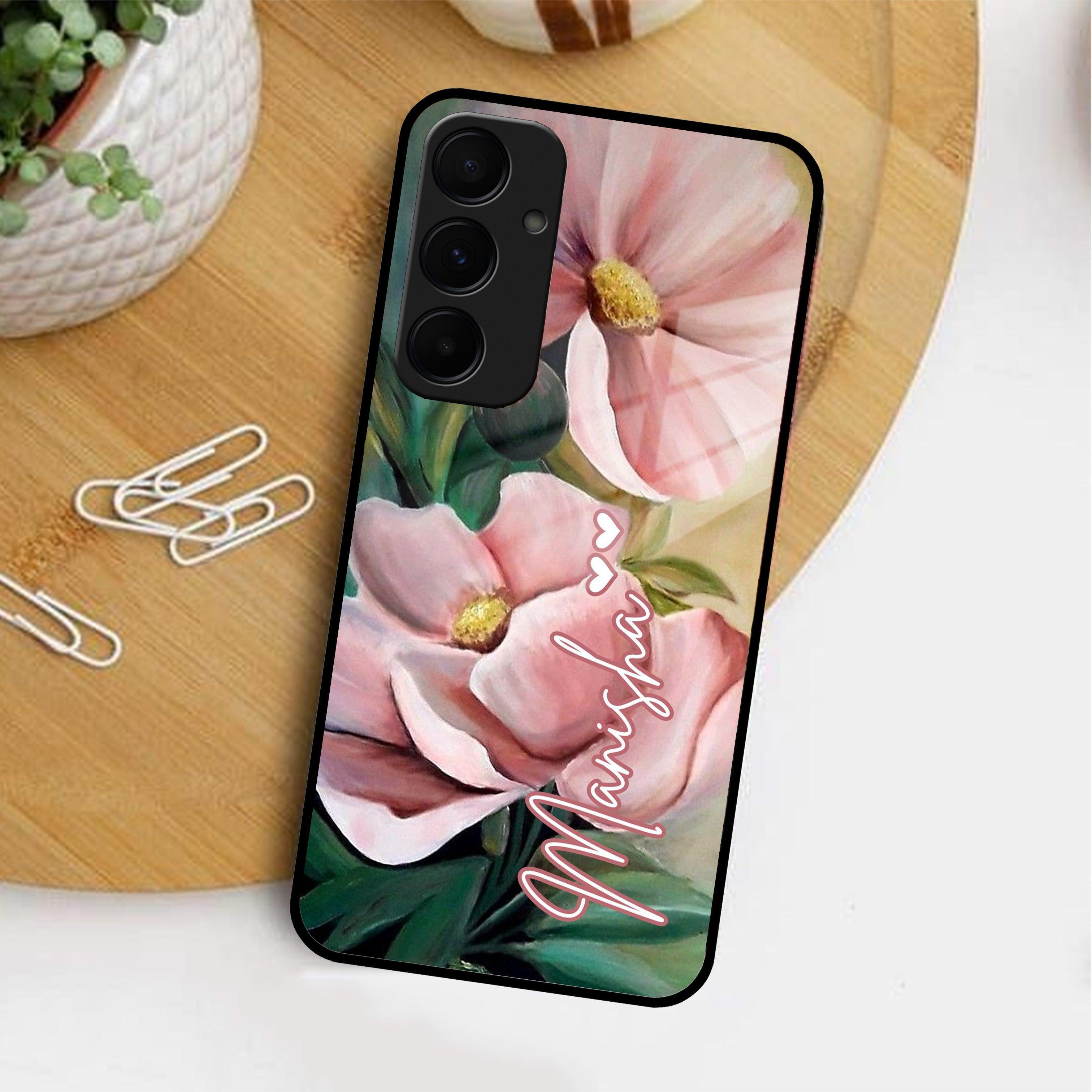 Paint Floral Poster Customize Glass Case Cover For Samsung - ShopOnCliQ