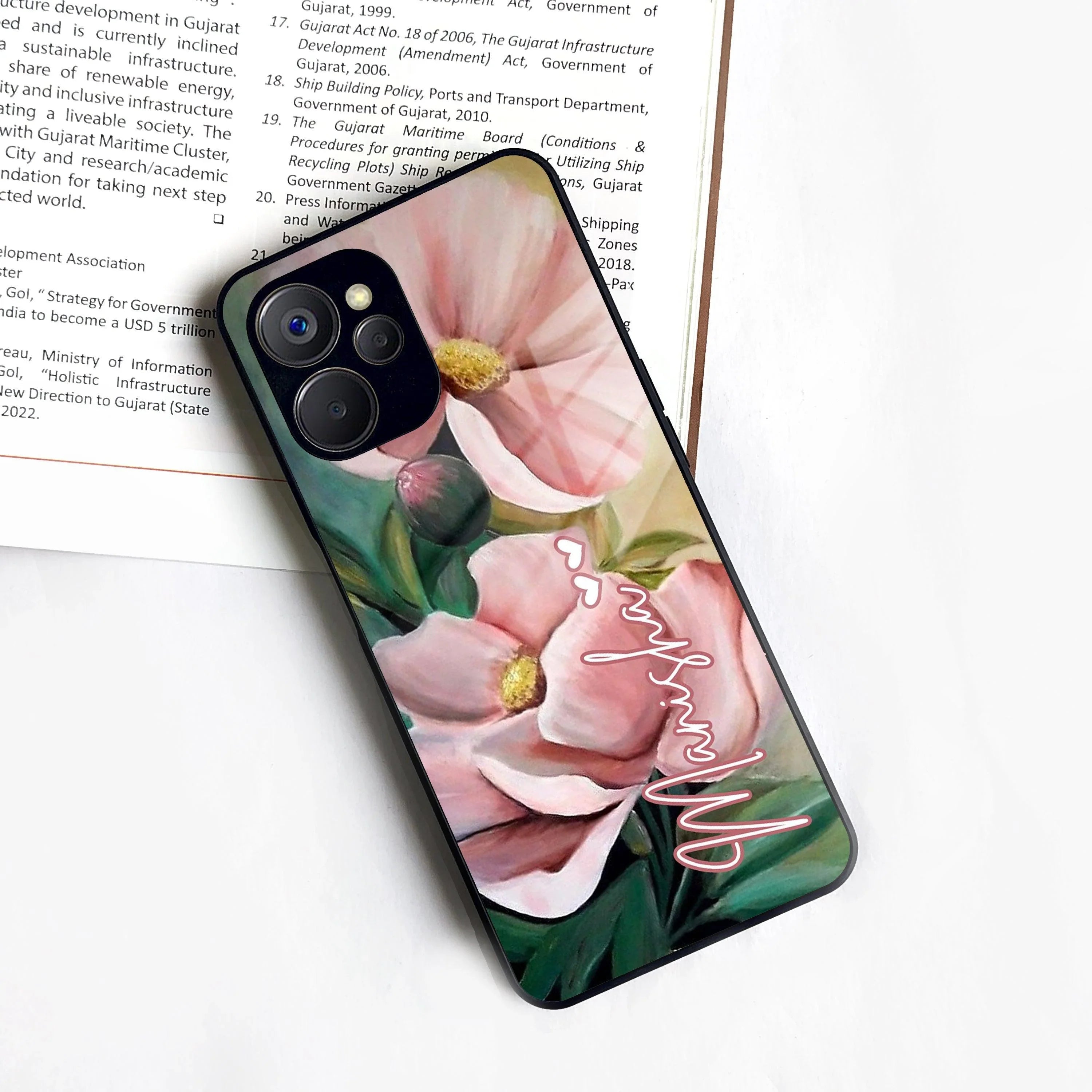 Paint Floral Poster Glass Case Cover For Realme/Narzo - ShopOnCliQ